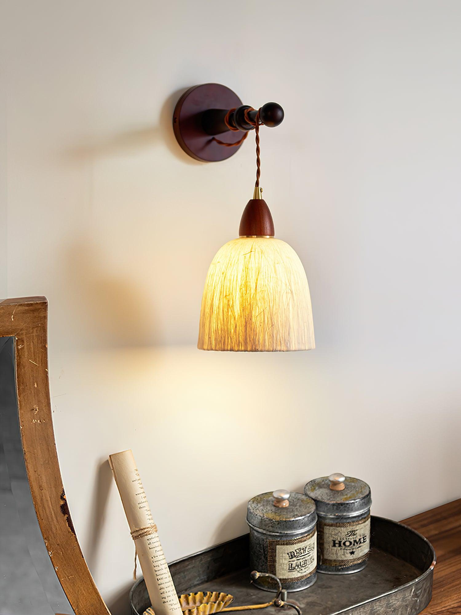 Vitheos Elegance Natural Walnut Wood Wall Lamp