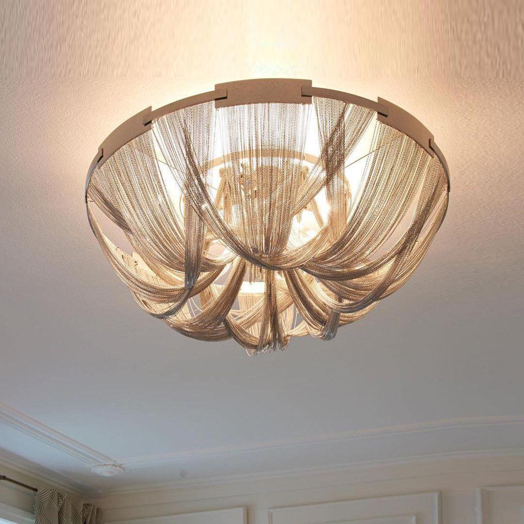 Talj Ceiling Light Tassel Aluminum Chain Nickel Frame