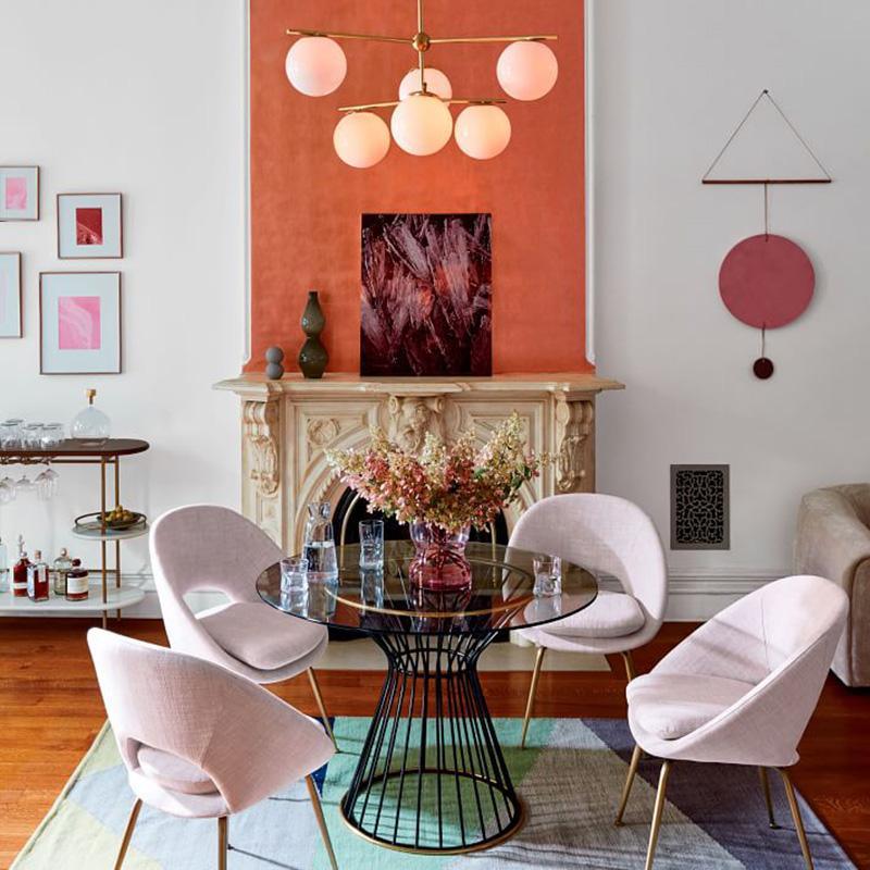 Lustra Chandelier Sphere & Stem Modern Gold LED