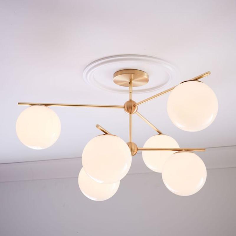 Lustra Chandelier Sphere & Stem Modern Gold LED - Neutral Decor
