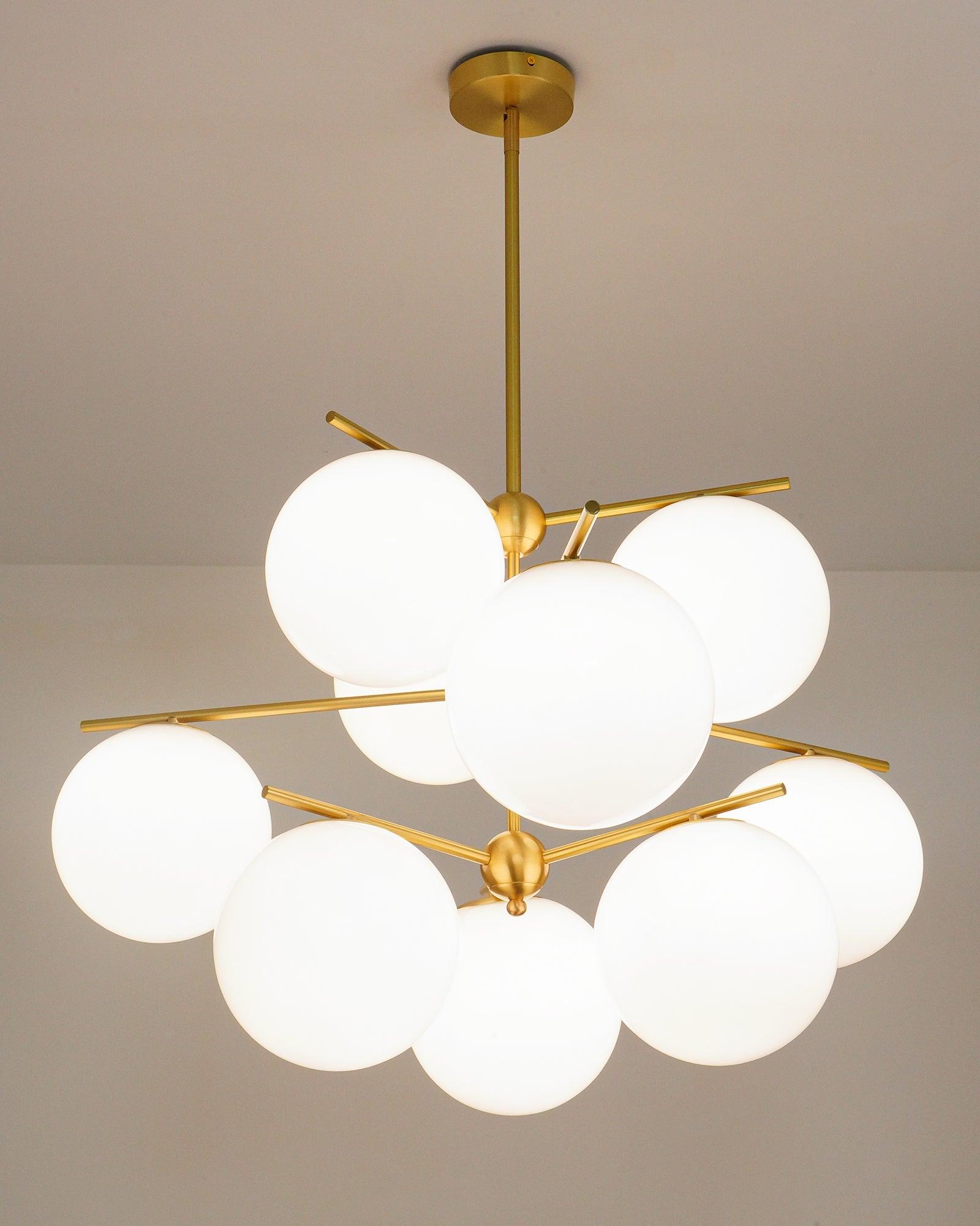 Lustra Chandelier Sphere & Stem Modern Gold LED - Neutral Decor