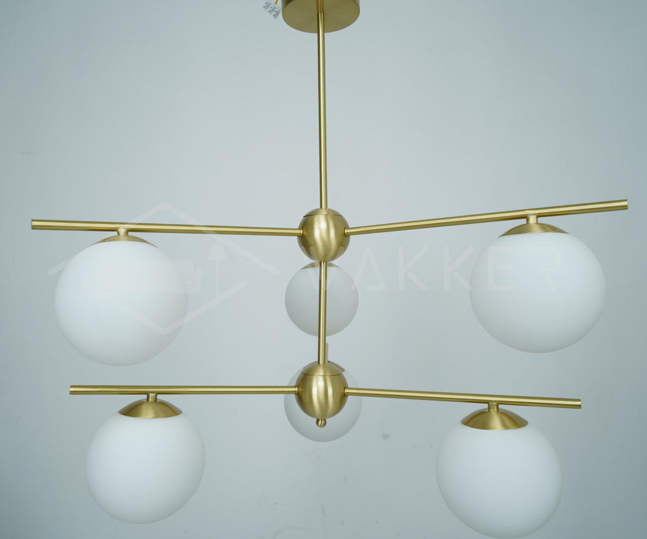 Lustra Chandelier Sphere & Stem Modern Gold LED - Neutral Decor