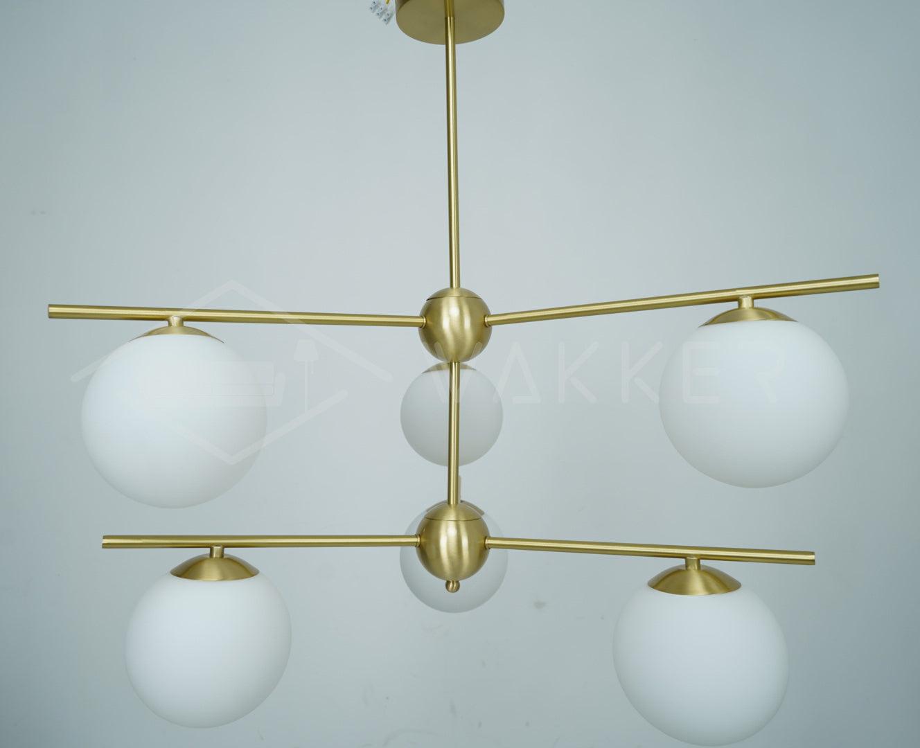 Lustra Chandelier Sphere & Stem Modern Gold LED - Neutral Decor