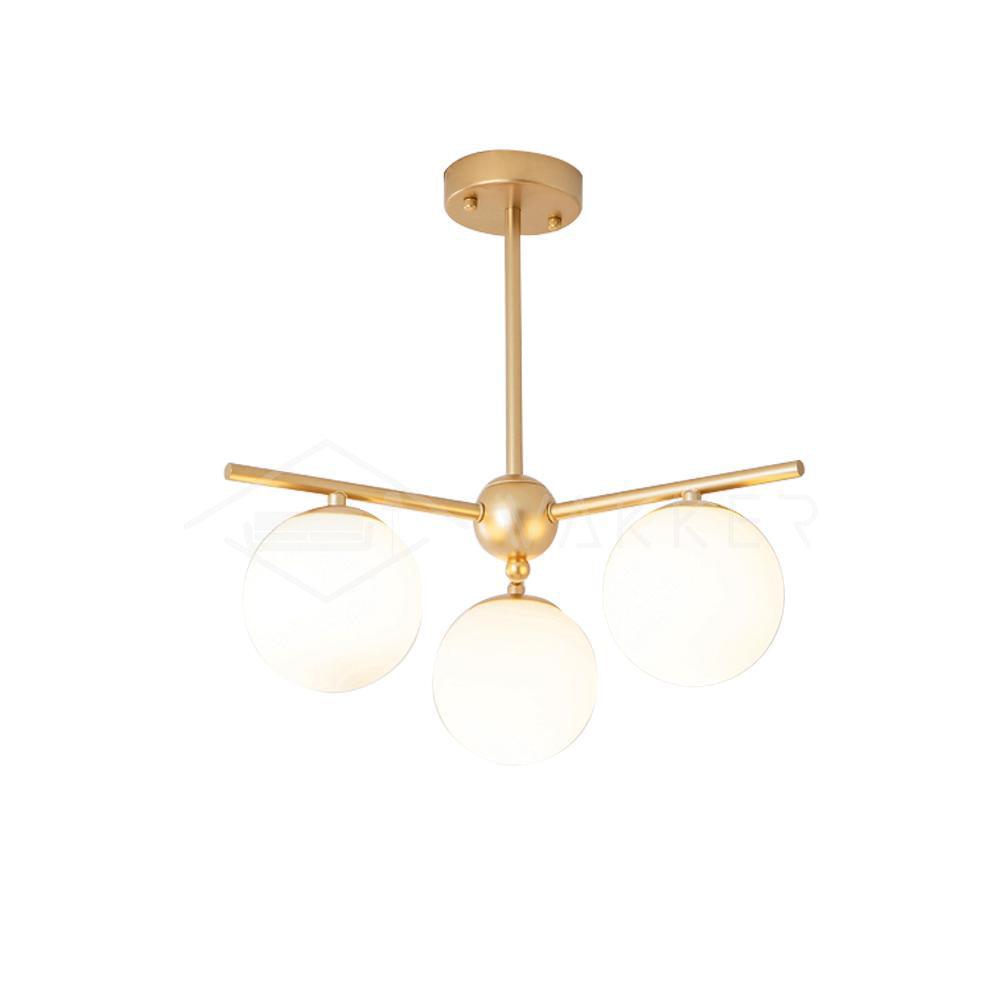 Lustra Chandelier Sphere & Stem Modern Gold LED - Neutral Decor