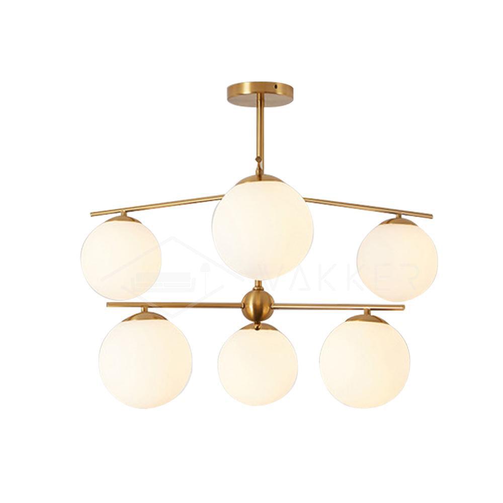 Lustra Chandelier Sphere & Stem Modern Gold LED - Neutral Decor