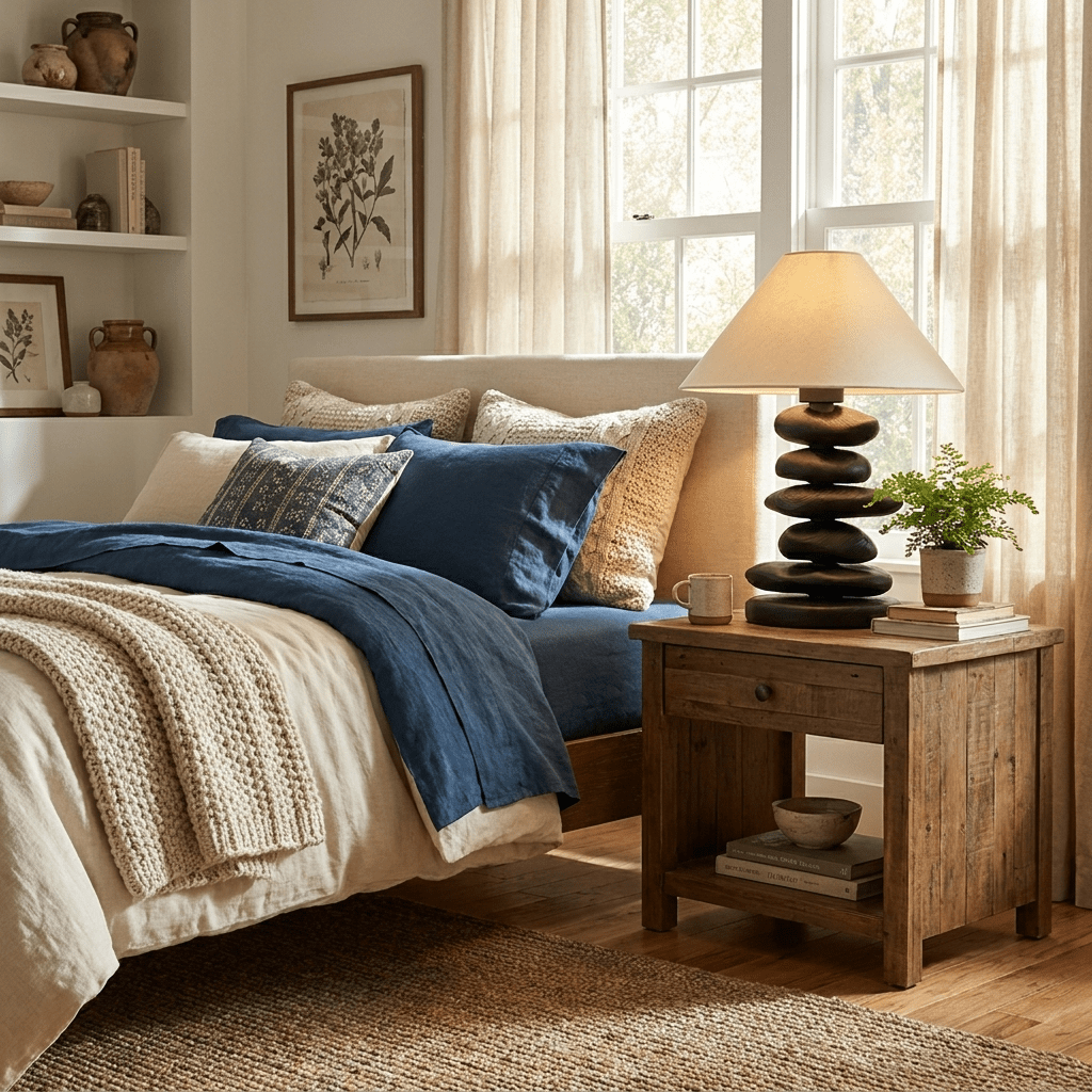 Stacked Pebble Wood Table Lamp