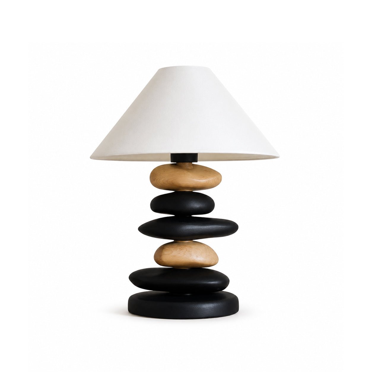 Stacked Pebble Wood Table Lamp