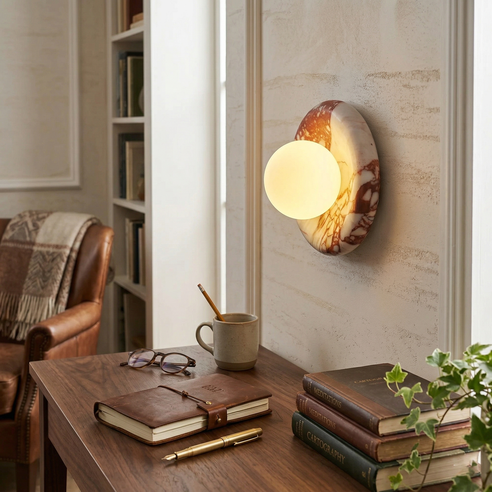 Westley Red Marble Indoor Wall Light