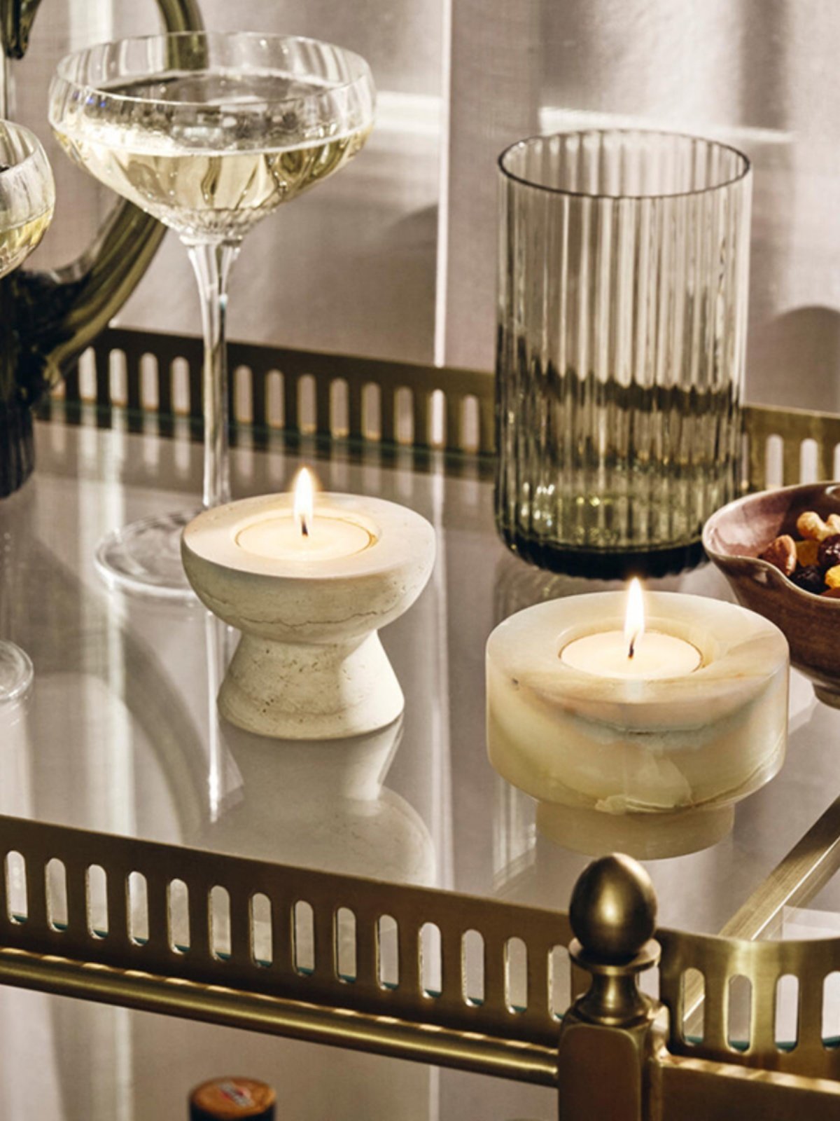 Nerinise Stone Halo Candle Holder Set