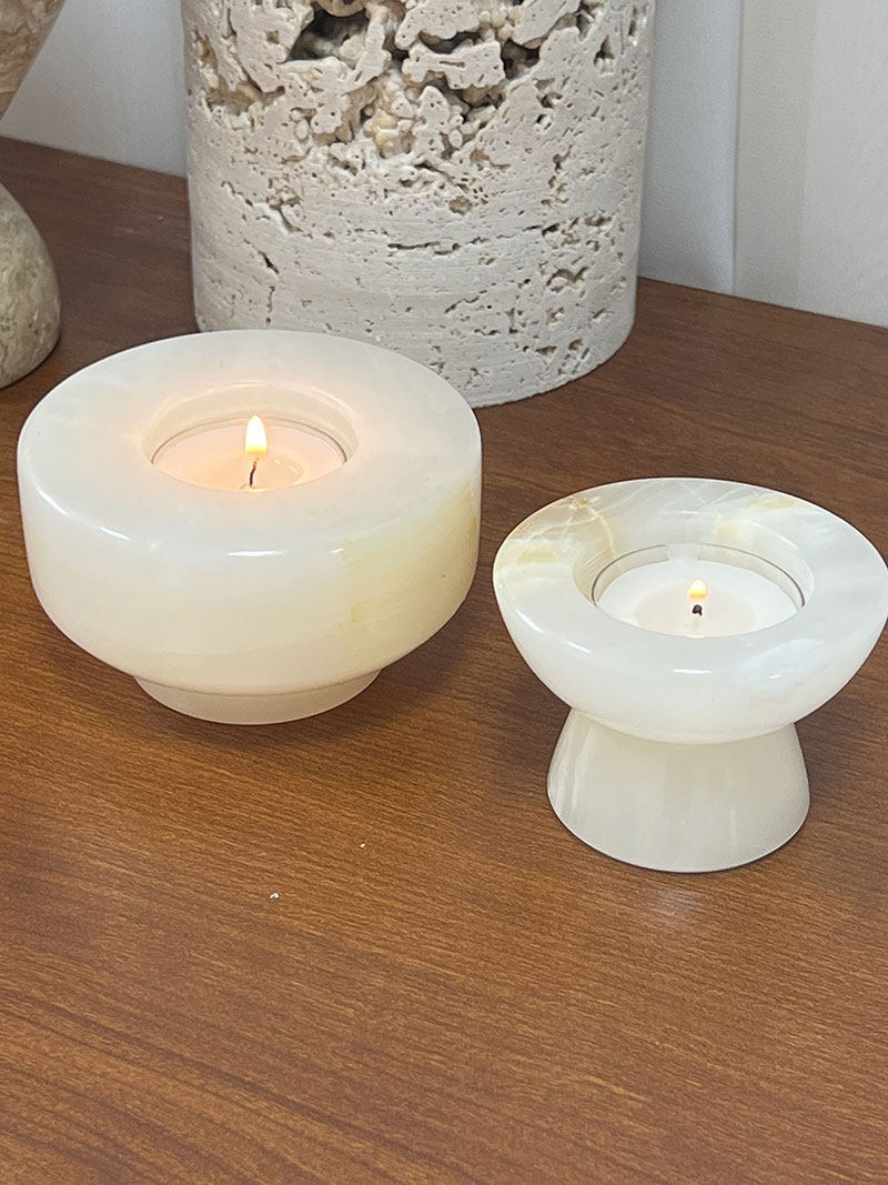 Nerinise Stone Halo Candle Holder Set