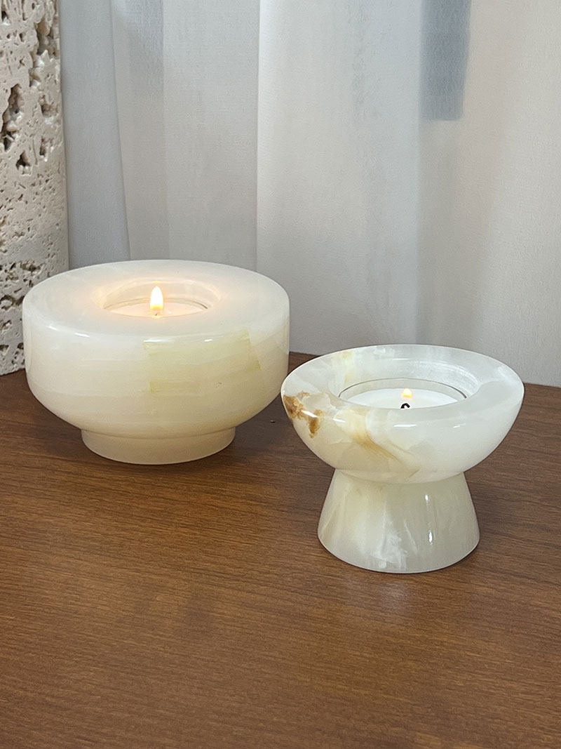 Nerinise Stone Halo Candle Holder Set