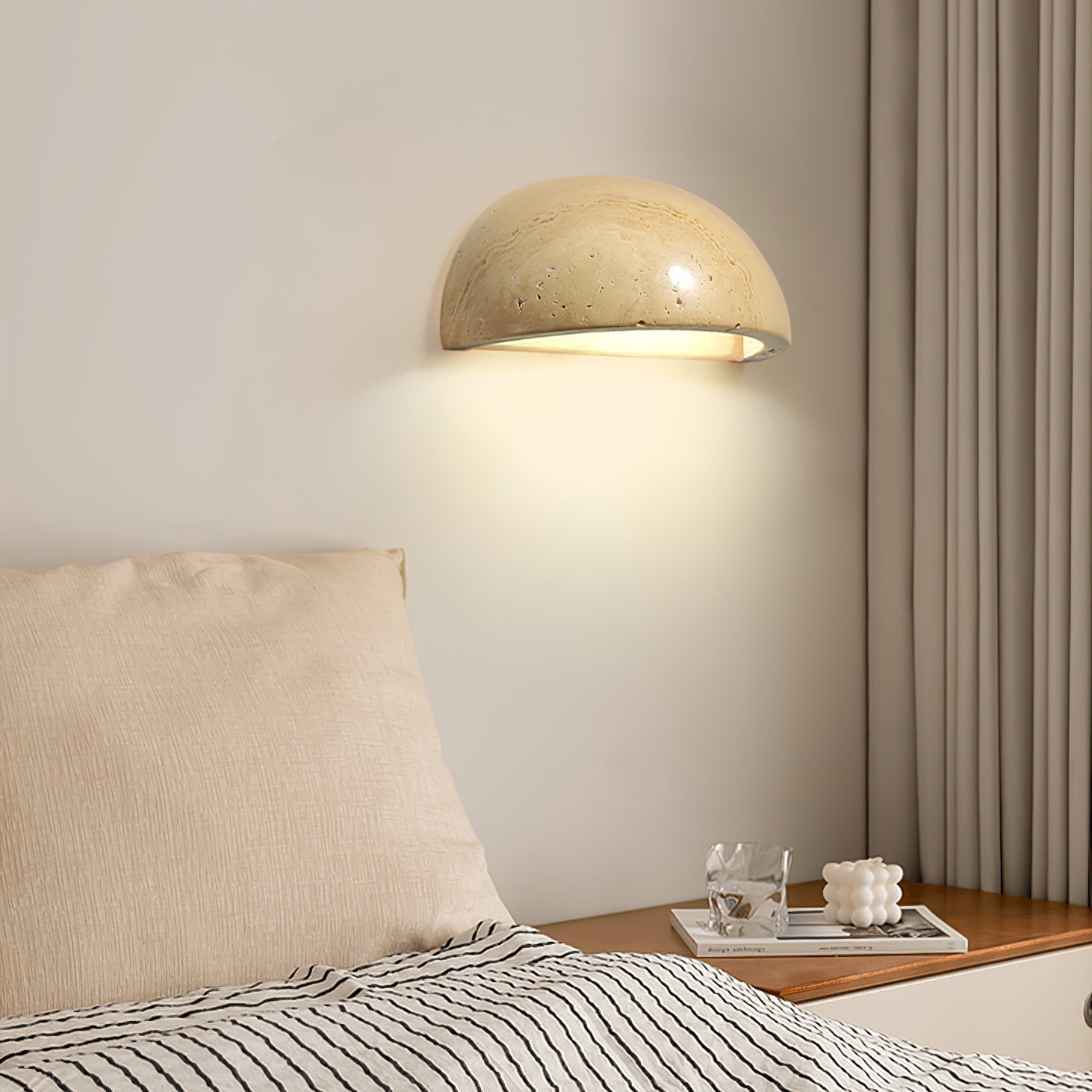 Vethayra Half-Dome Travertine Wall Light