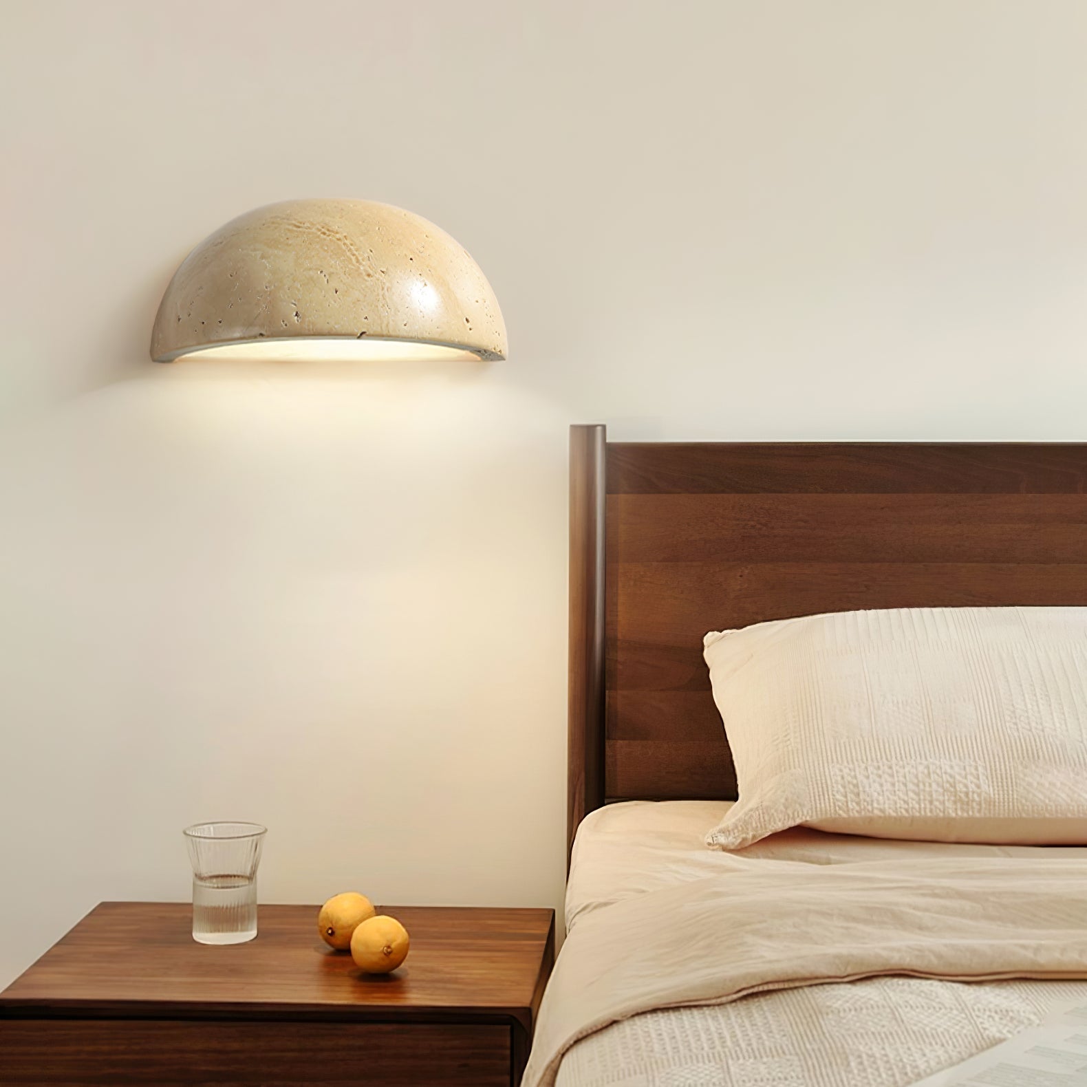 Vethayra Half-Dome Travertine Wall Light
