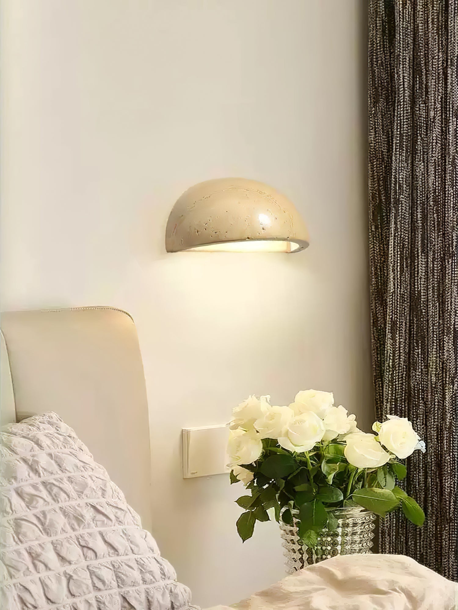 Vethayra Half-Dome Travertine Wall Light