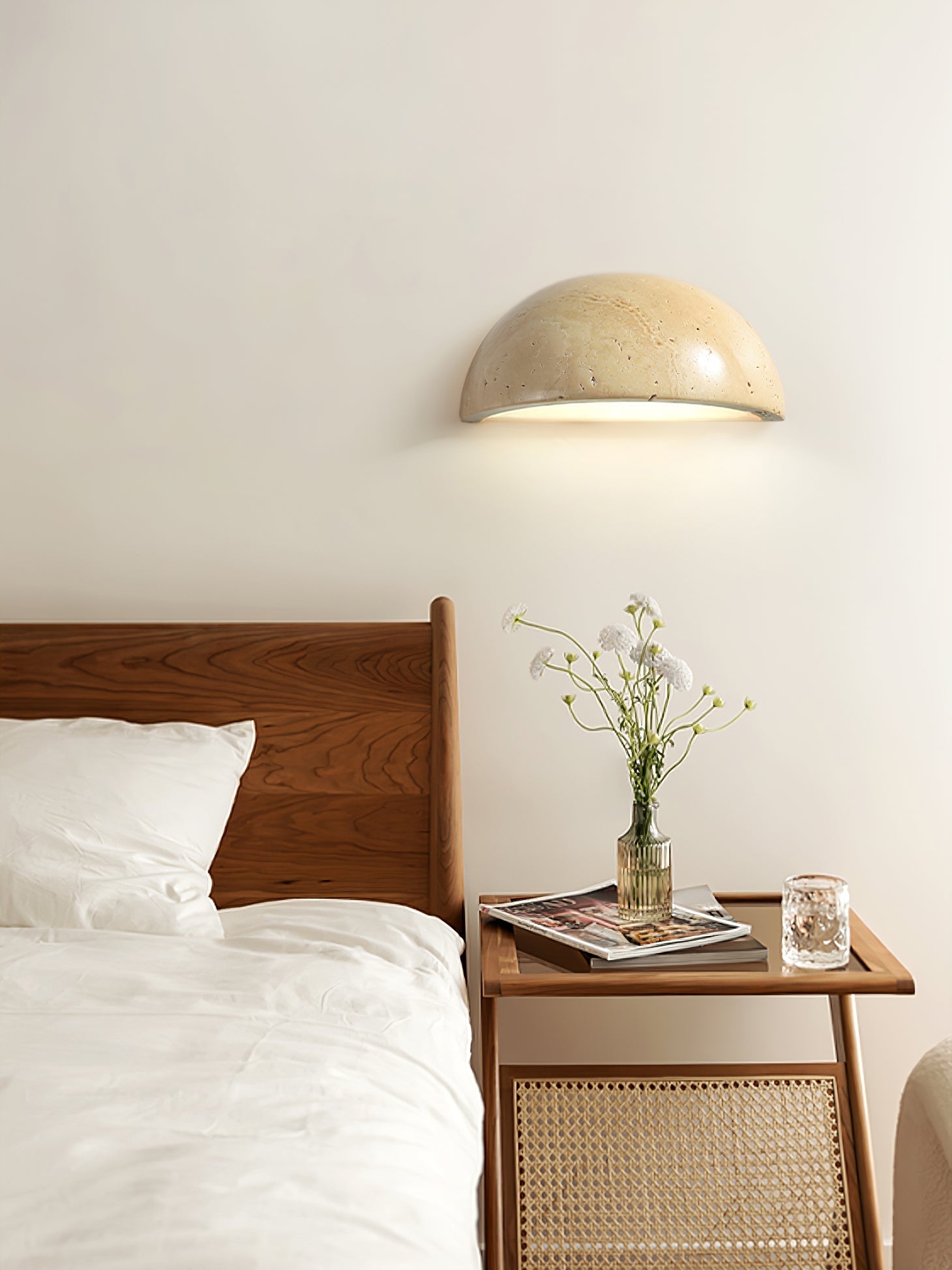 Vethayra Half-Dome Travertine Wall Light