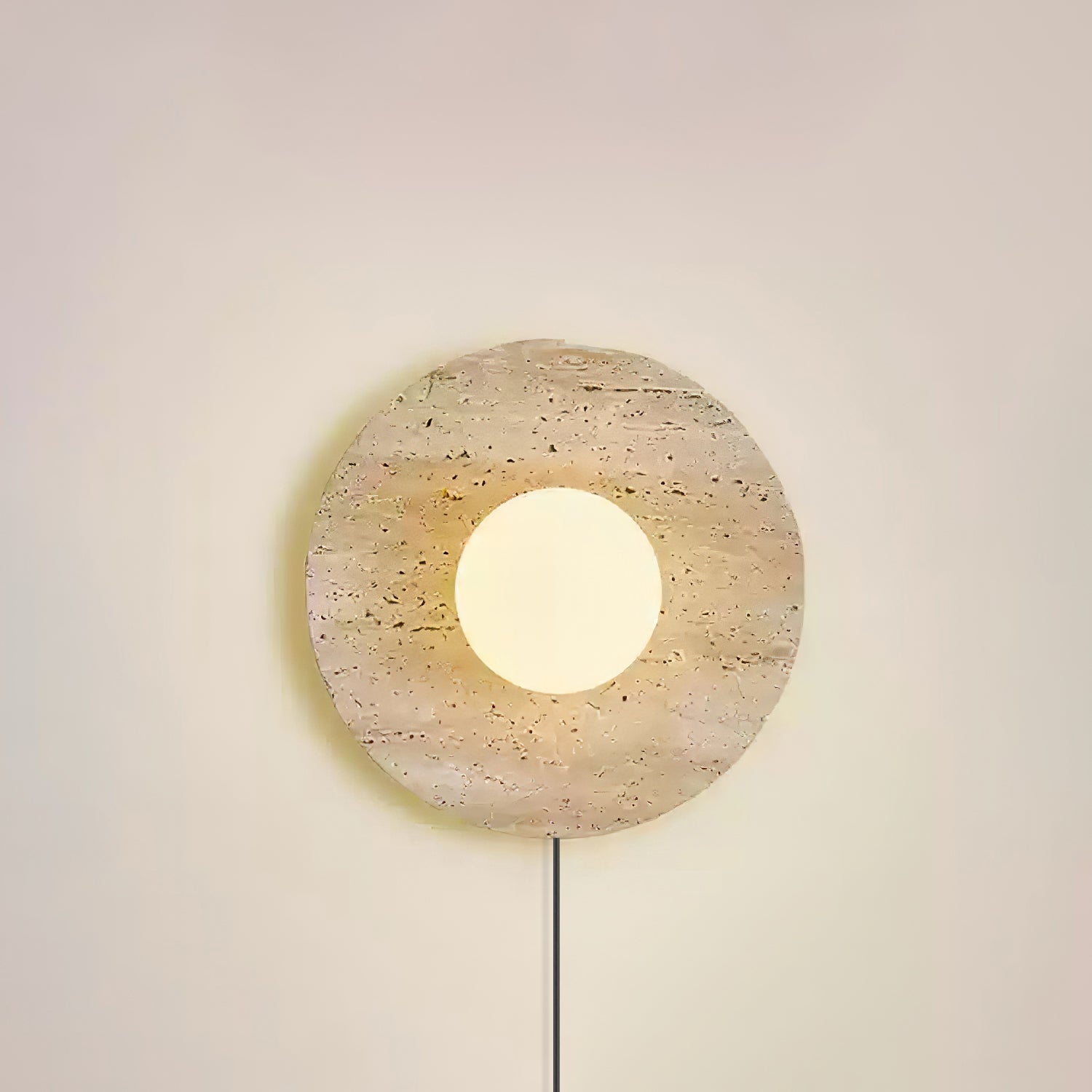 Hylso Ring Shade Travertine Wall Light