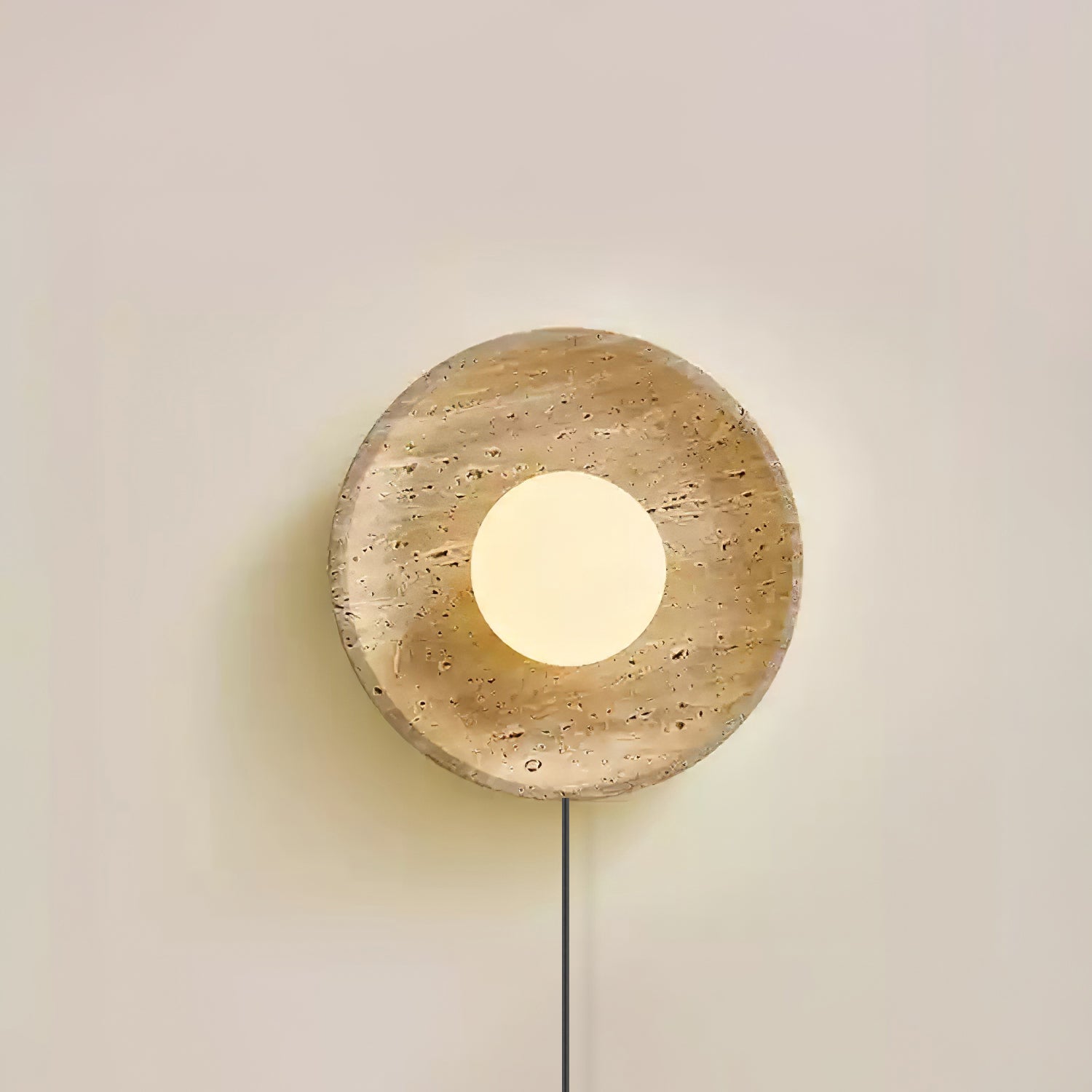 Hylso Ring Shade Travertine Wall Light