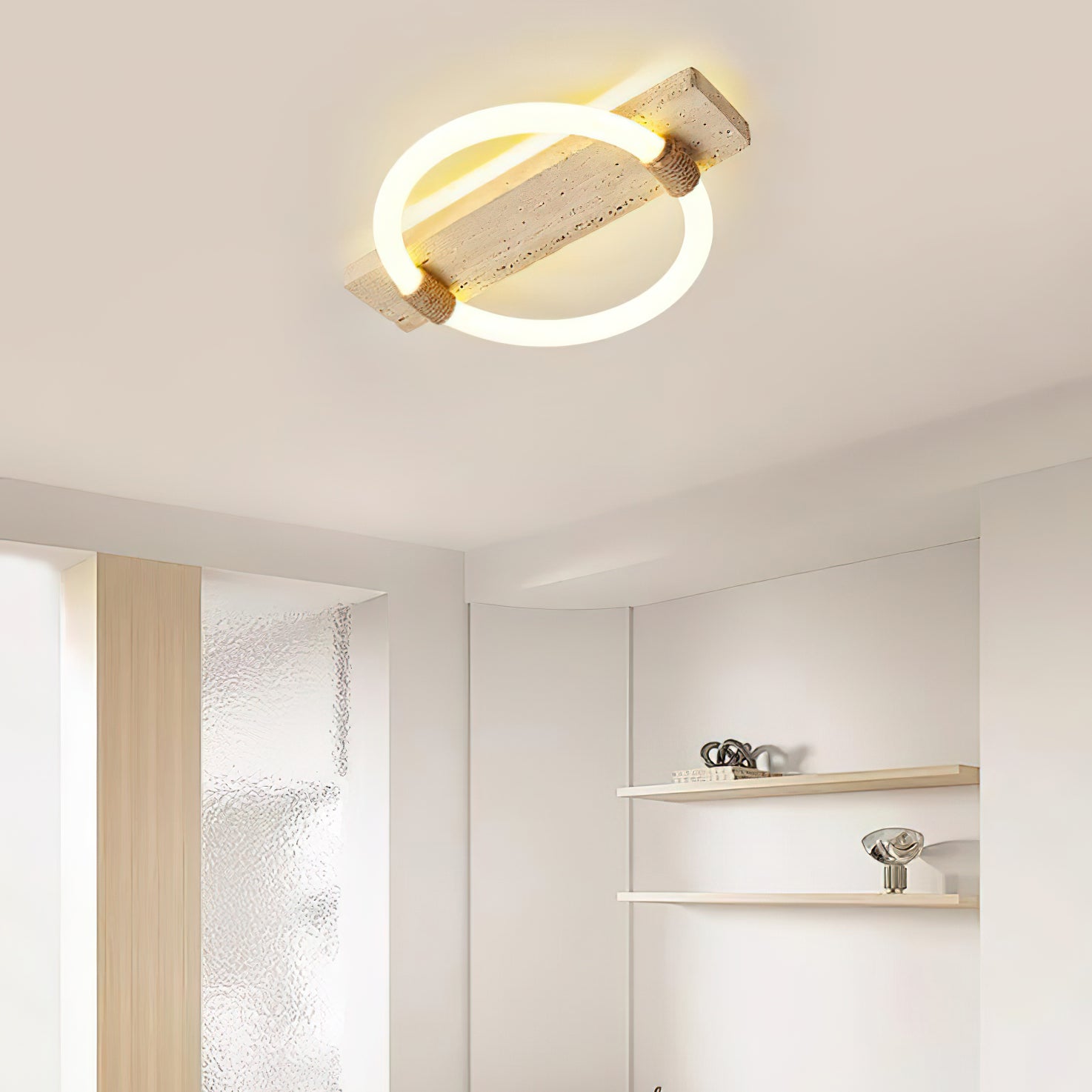 Elmaryra Ringed Travertine Wall Light / Ceiling Light
