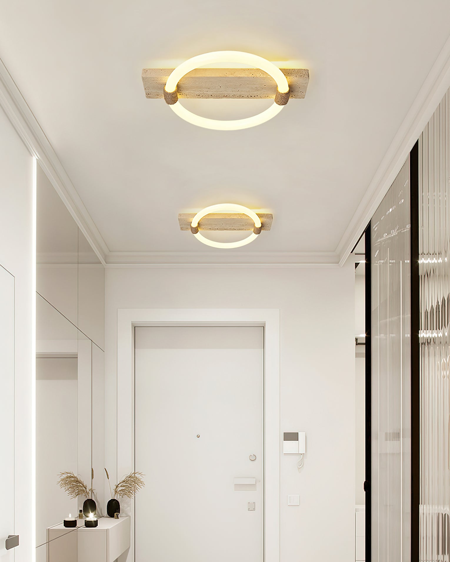Elmaryra Ringed Travertine Wall Light / Ceiling Light