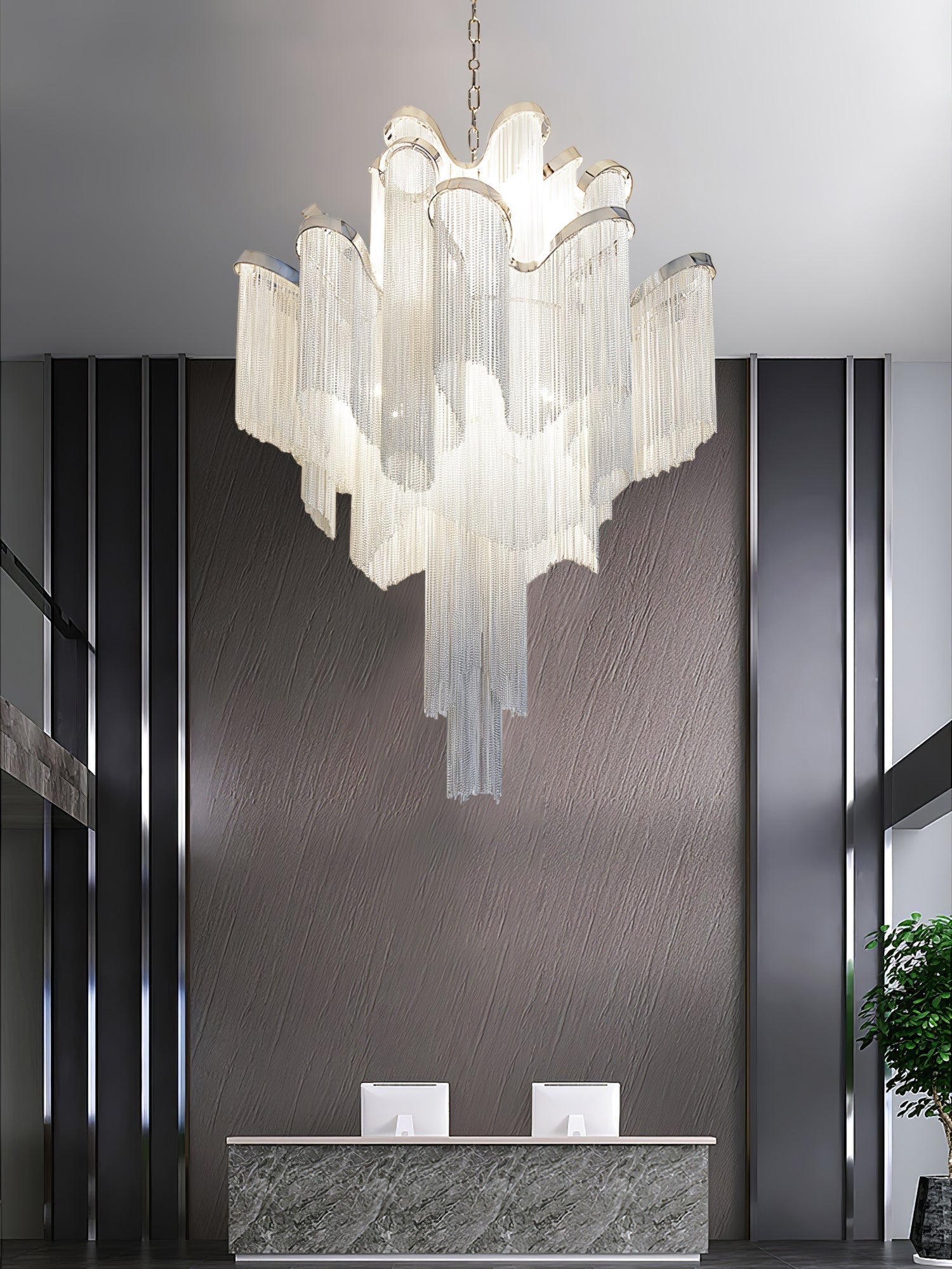 Lustra Pendant Lamp Stream Chain Nickel