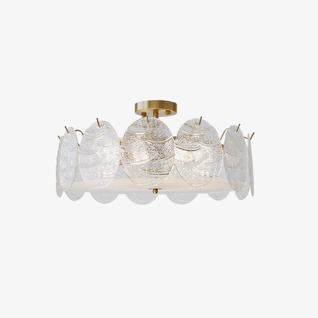 Velalaine Ceiling Lamp with Gold Finish and Ribbed Glass