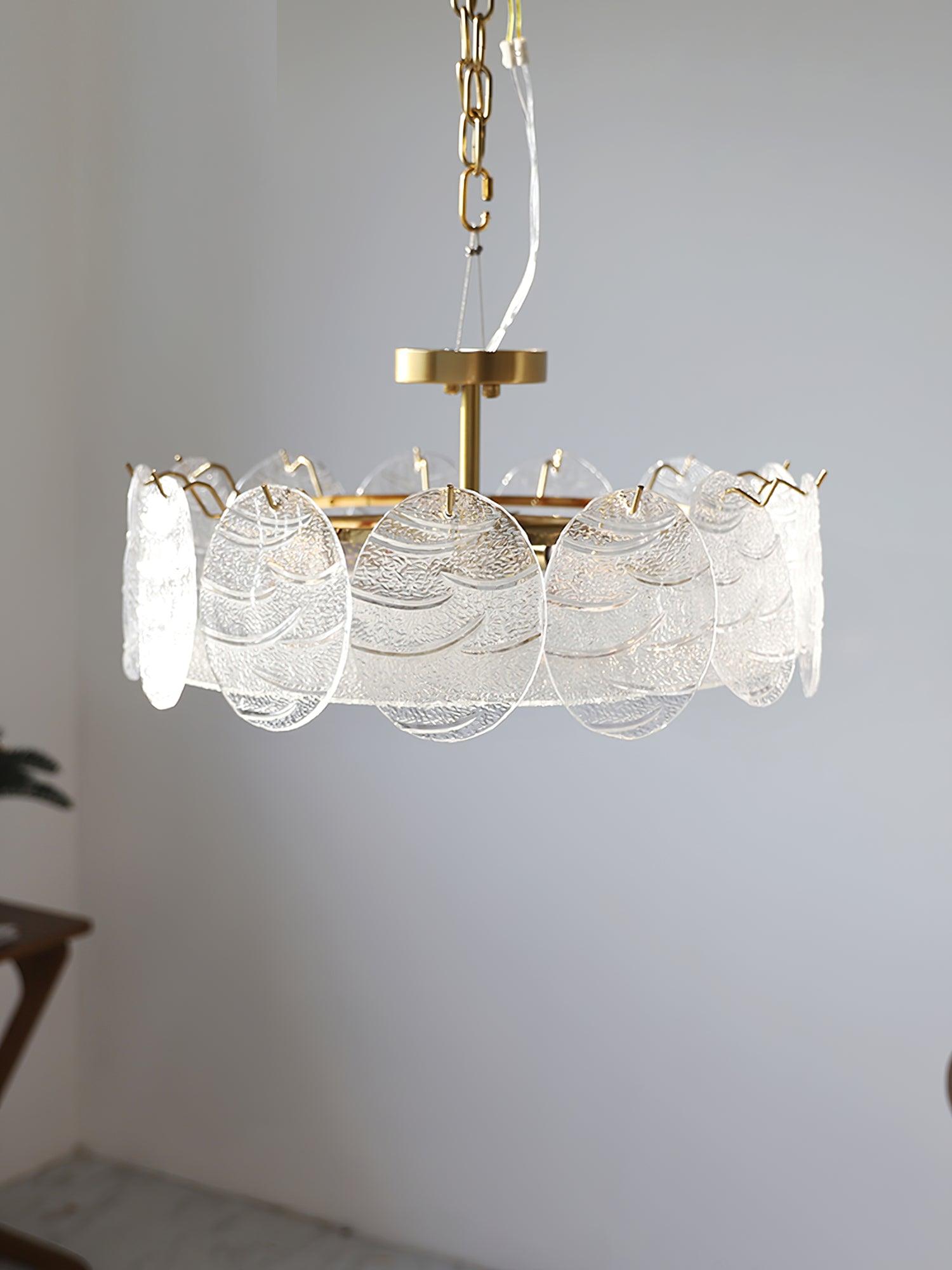 Velalaine Ceiling Lamp with Gold Finish and Ribbed Glass