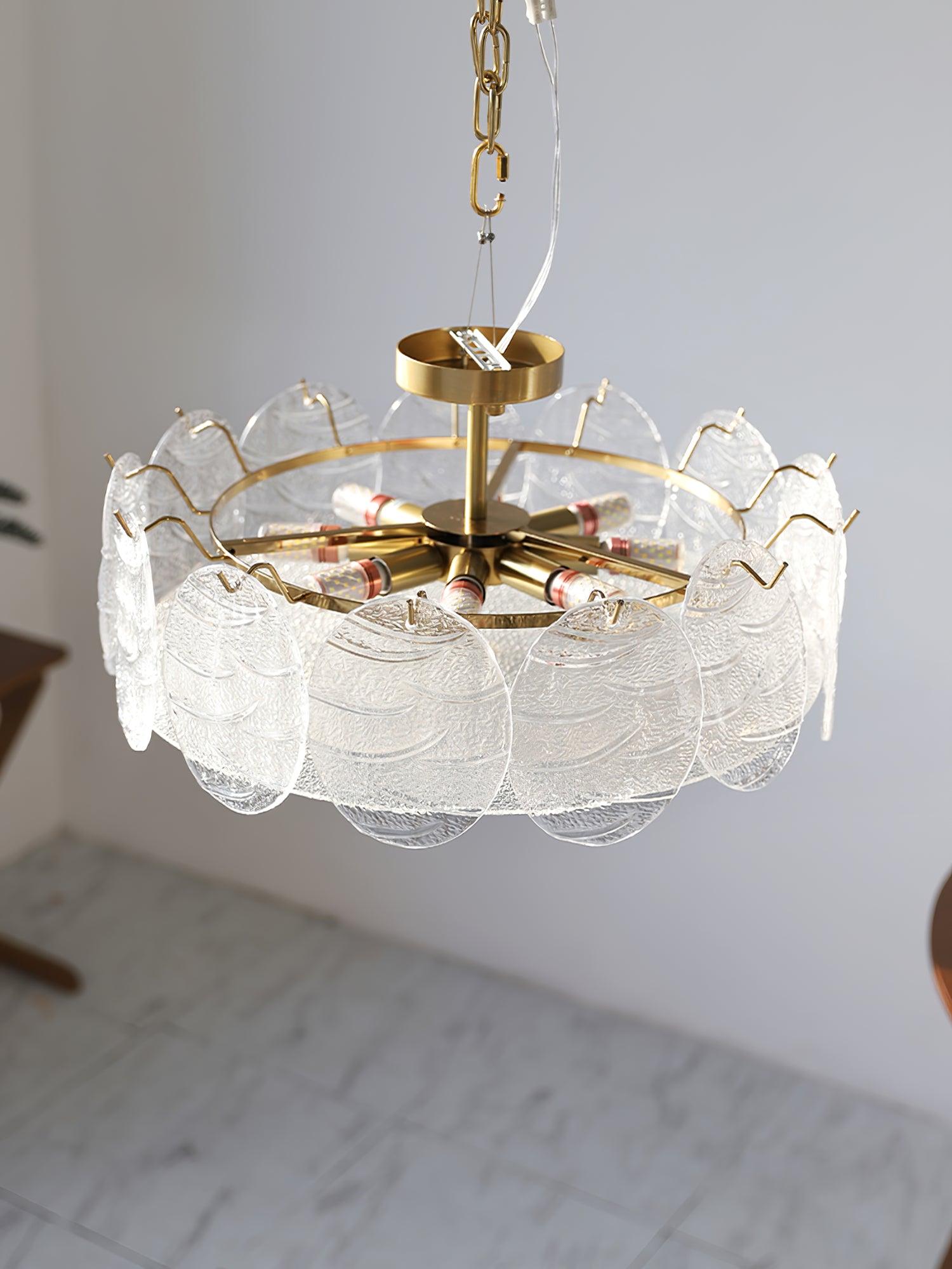 Velalaine Ceiling Lamp with Gold Finish and Ribbed Glass