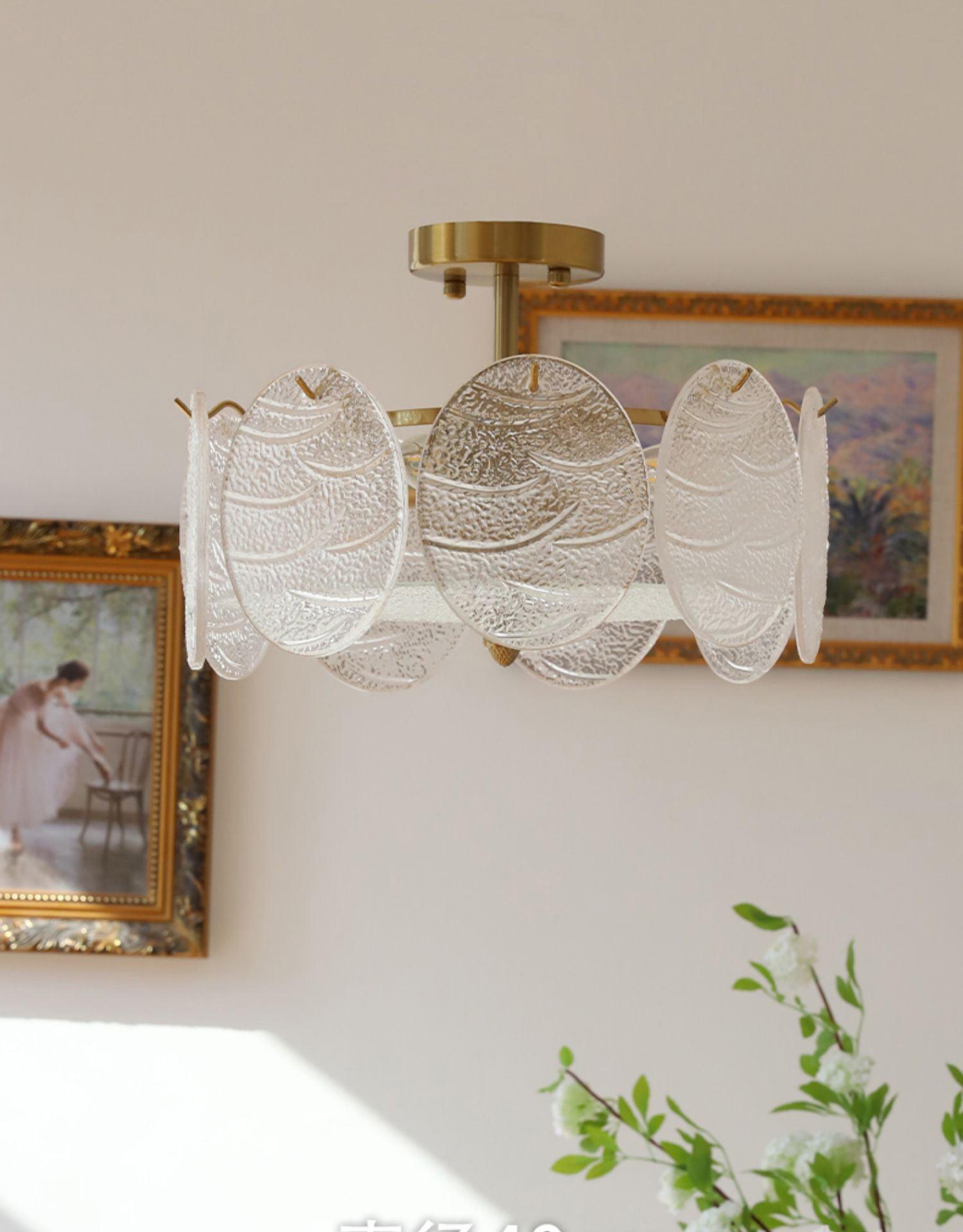 Velalaine Ceiling Lamp with Gold Finish and Ribbed Glass