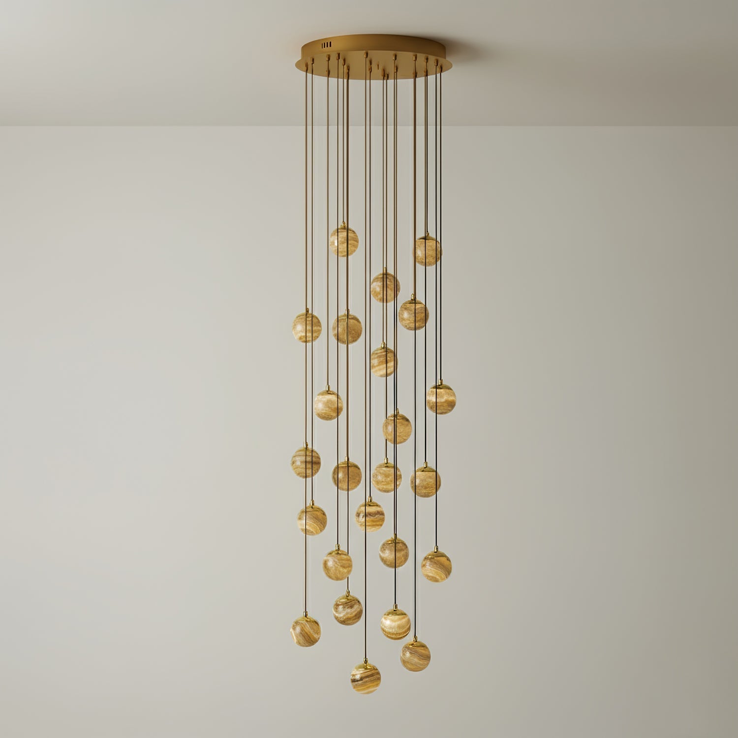 LUX Alabaster Cluster Chandelier Staircase