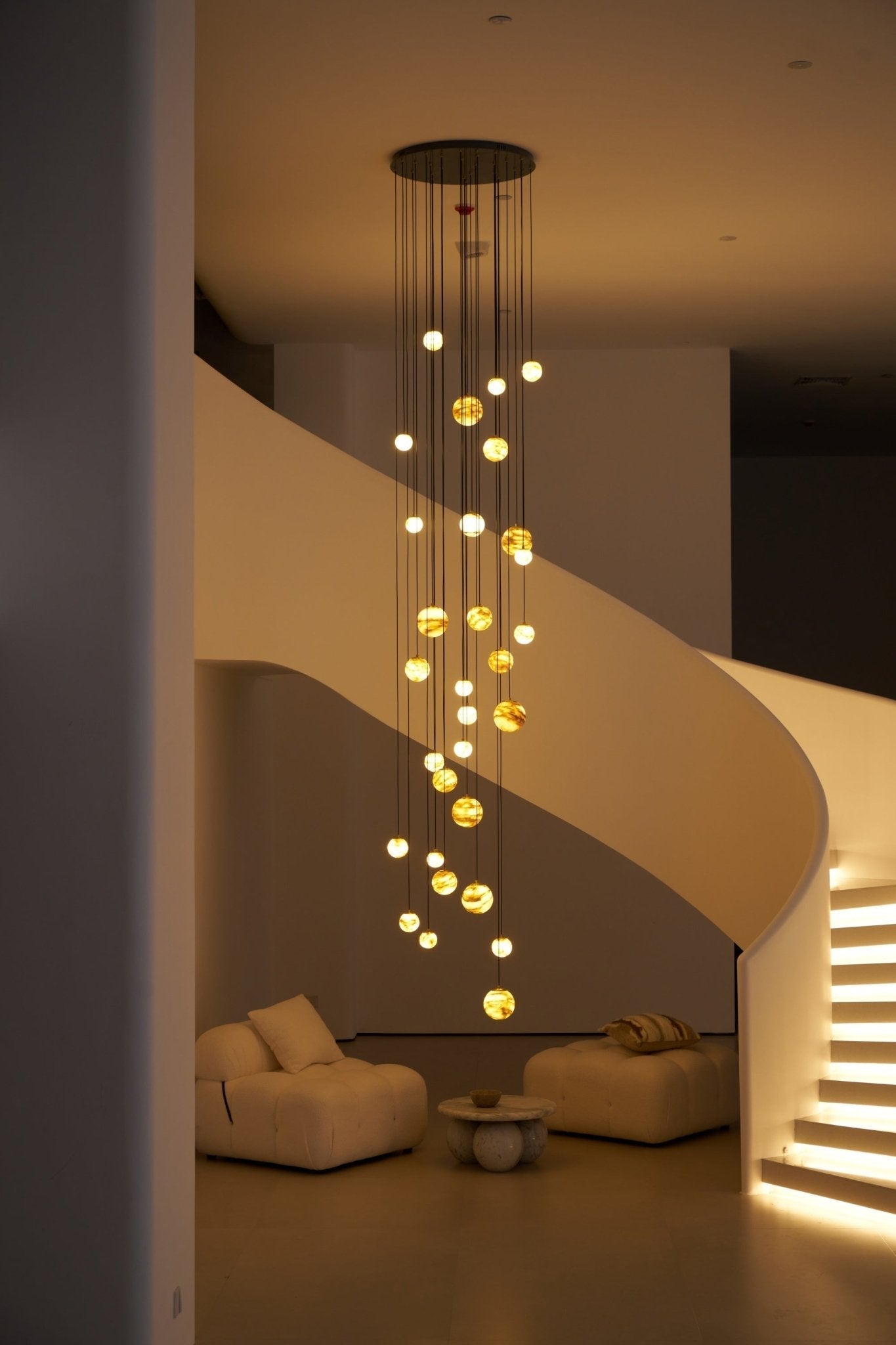 LUX Alabaster Cluster Chandelier Staircase