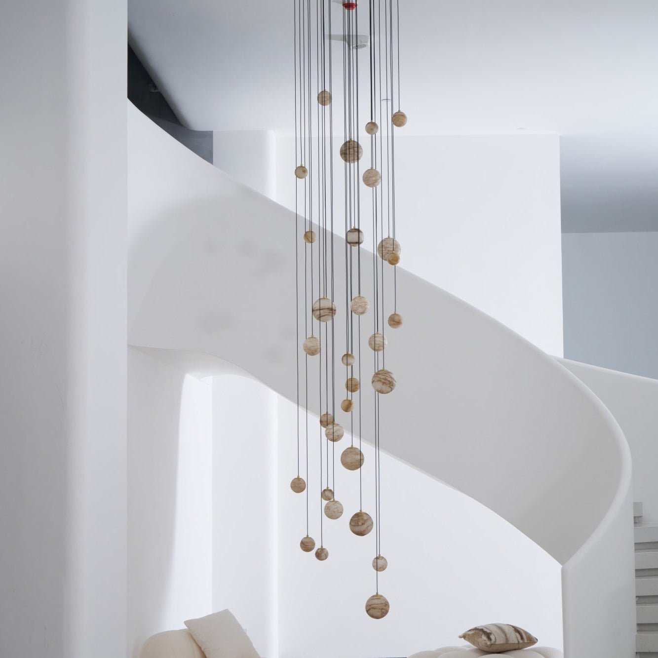 LUX Alabaster Cluster Chandelier Staircase