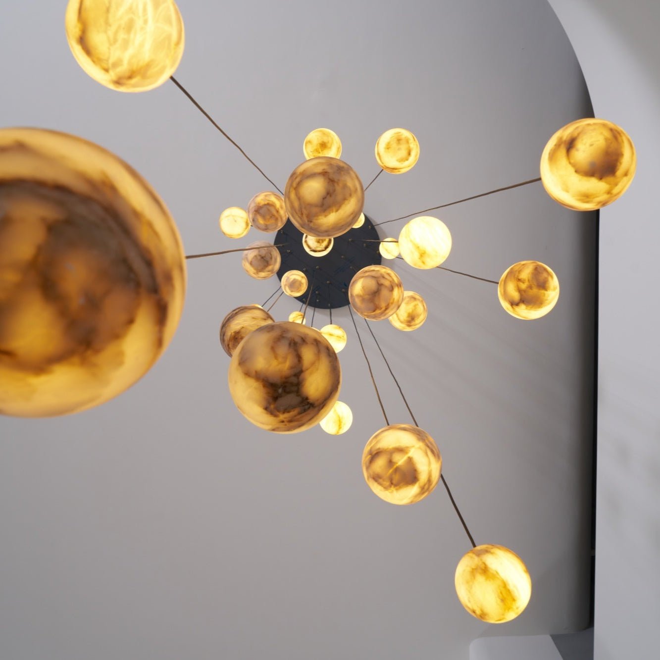 LUX Alabaster Cluster Chandelier Staircase