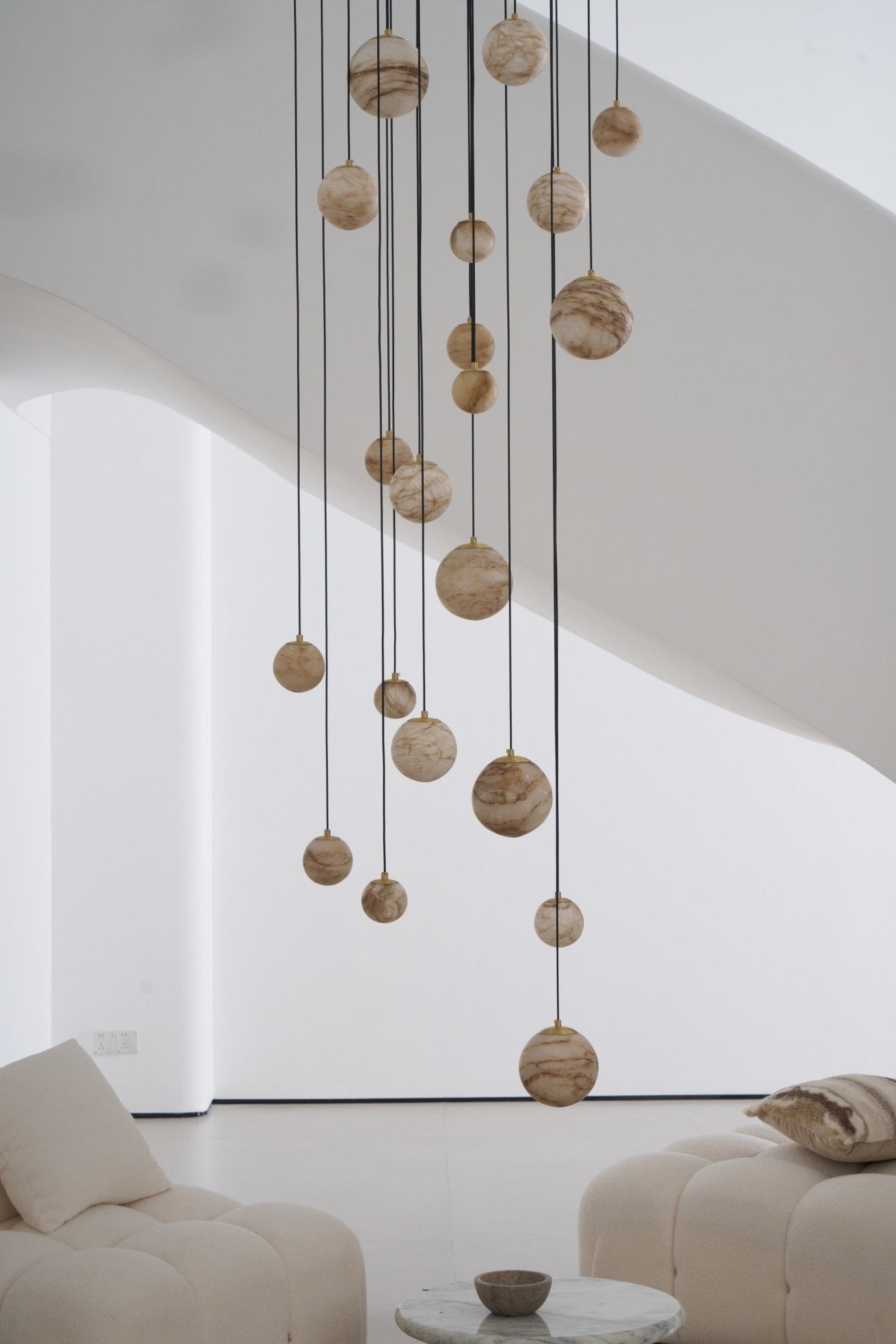 LUX Alabaster Cluster Chandelier Staircase