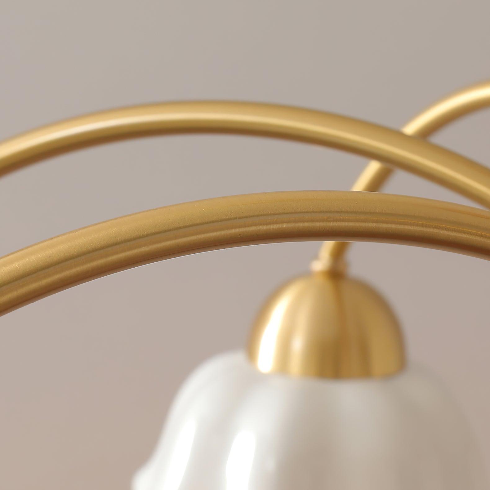 Aldoraria Chandelier Brass Wood Opaline Ceramic