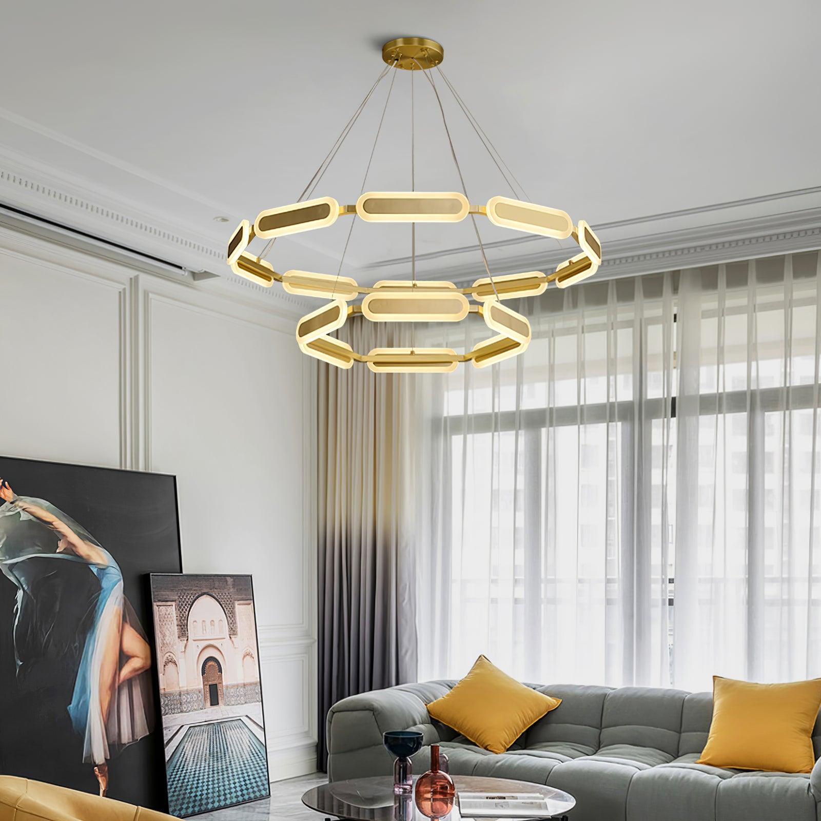 Din Chandelier Geometric Brass Ring