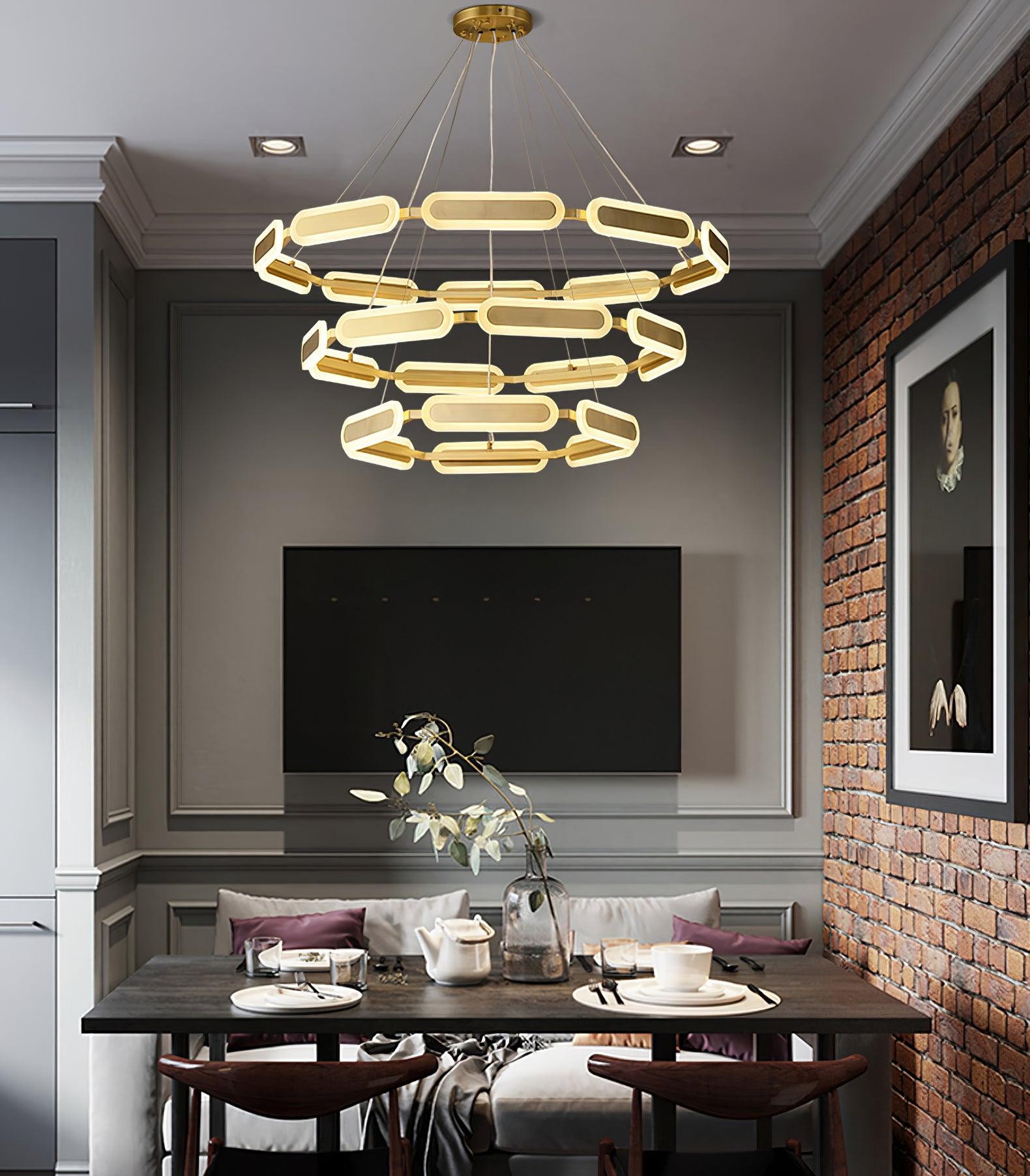 Din Chandelier Geometric Brass Ring