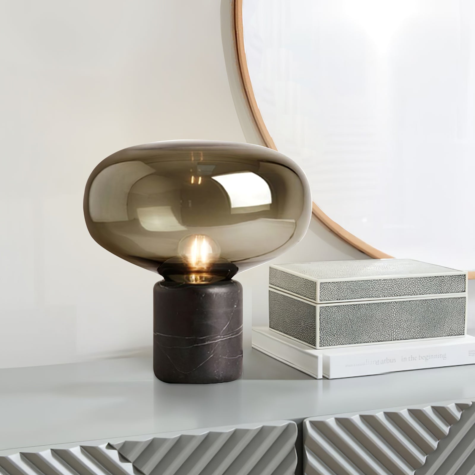 Rova Marble Industrial Table Lamp - Neutral Decor