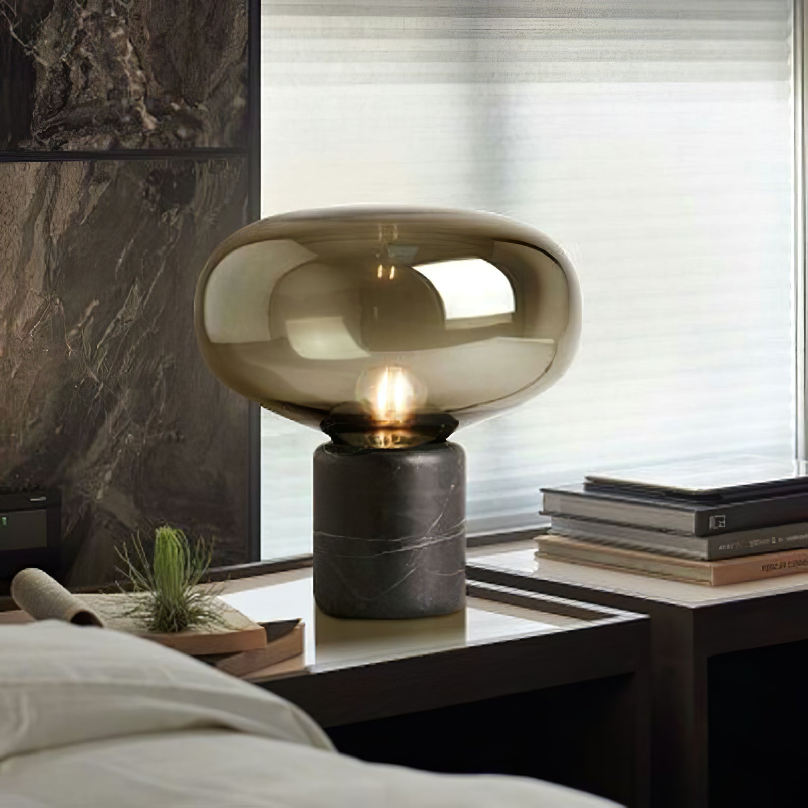 Rova Marble Industrial Table Lamp - Neutral Decor
