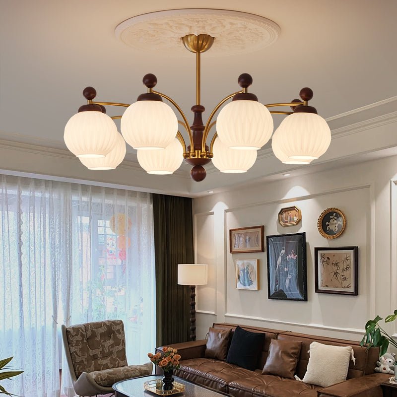 Vedoror Traditional Classic Orb Wood Glass Chandelier