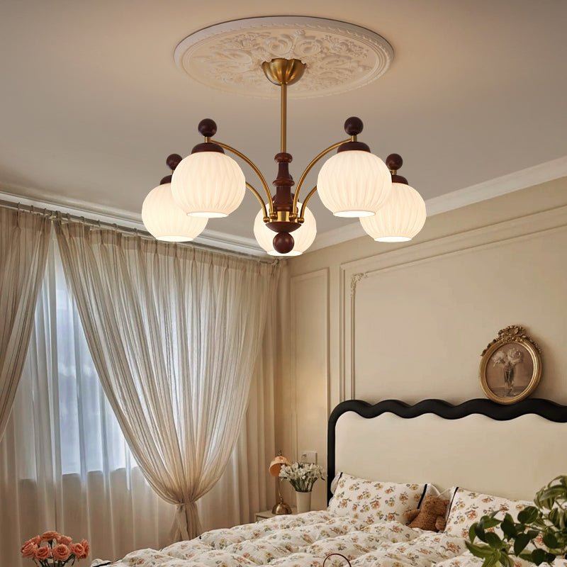Vedoror Traditional Classic Orb Wood Glass Chandelier
