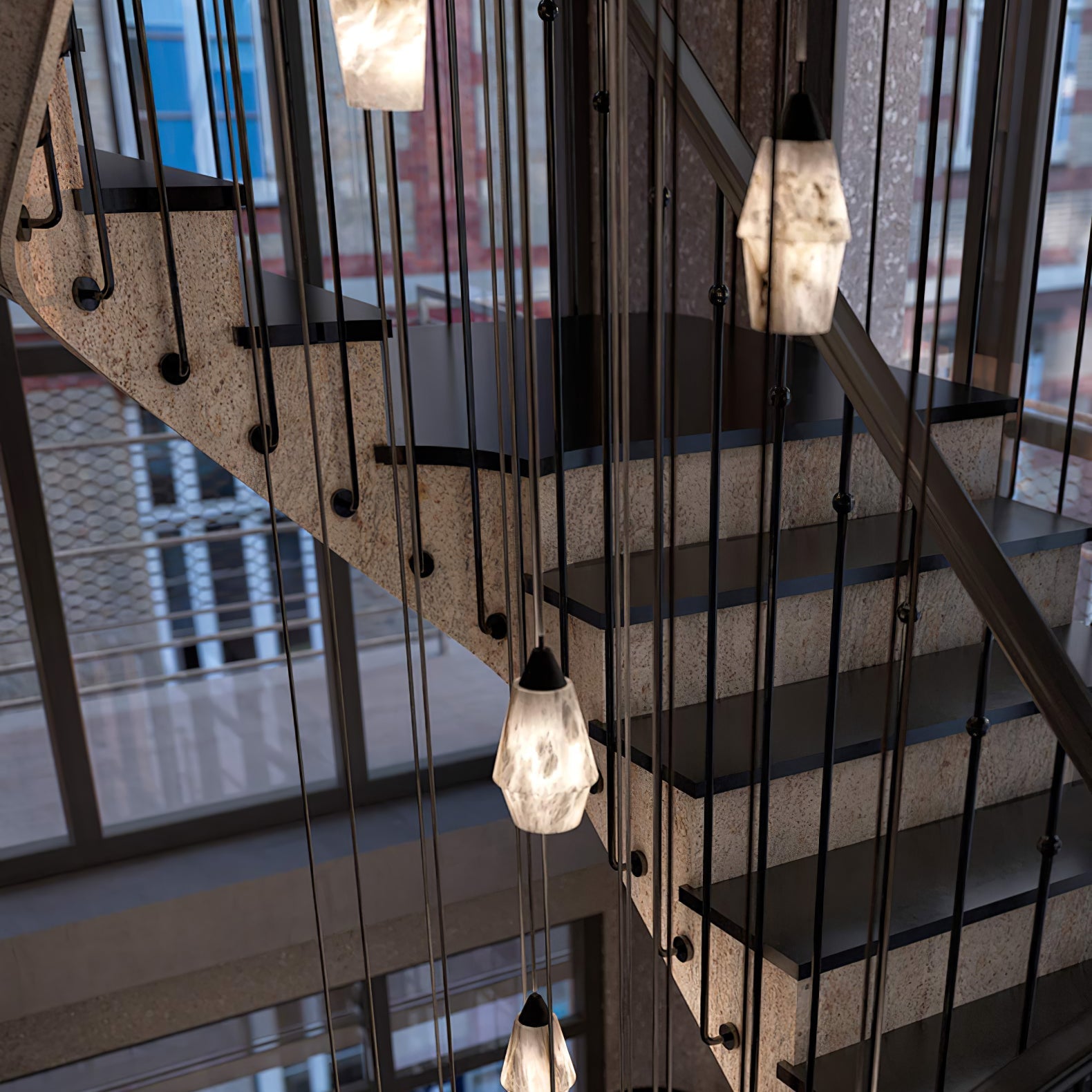 Aurevin Alabaster Cluster Chandelier
