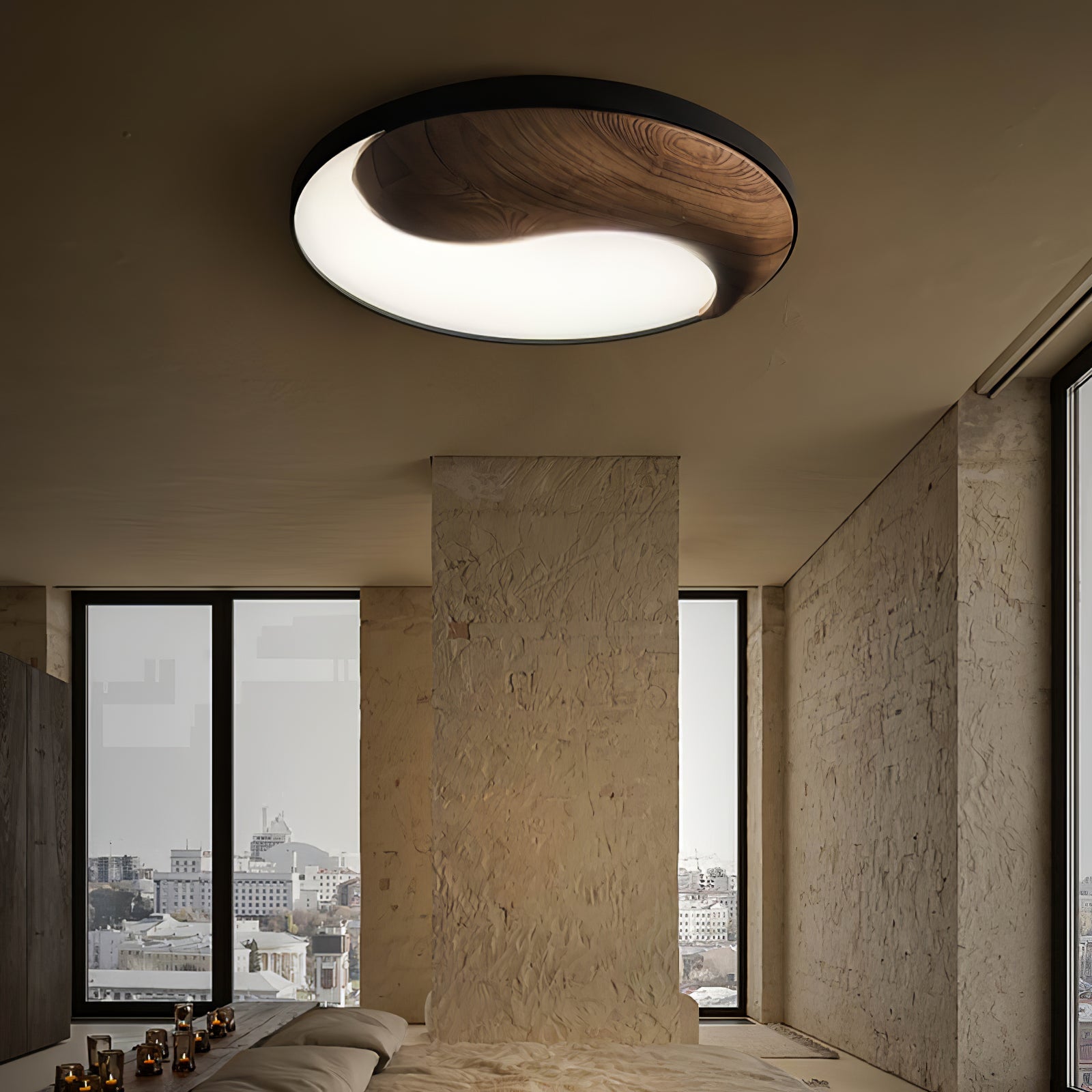 Ivelor Modern Minimalist Balance Wood Ceiling Light