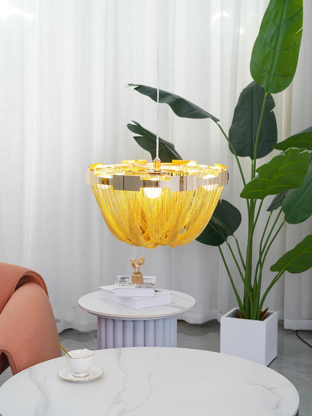 Talj Ceiling Light Tassel Aluminum Chain Nickel Frame