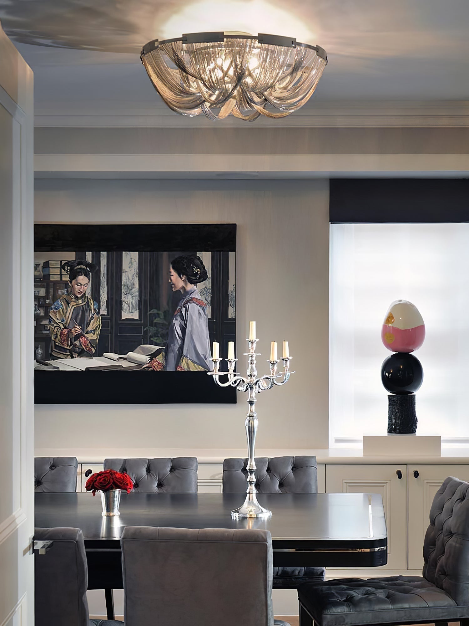 Talj Ceiling Light Tassel Aluminum Chain Nickel Frame