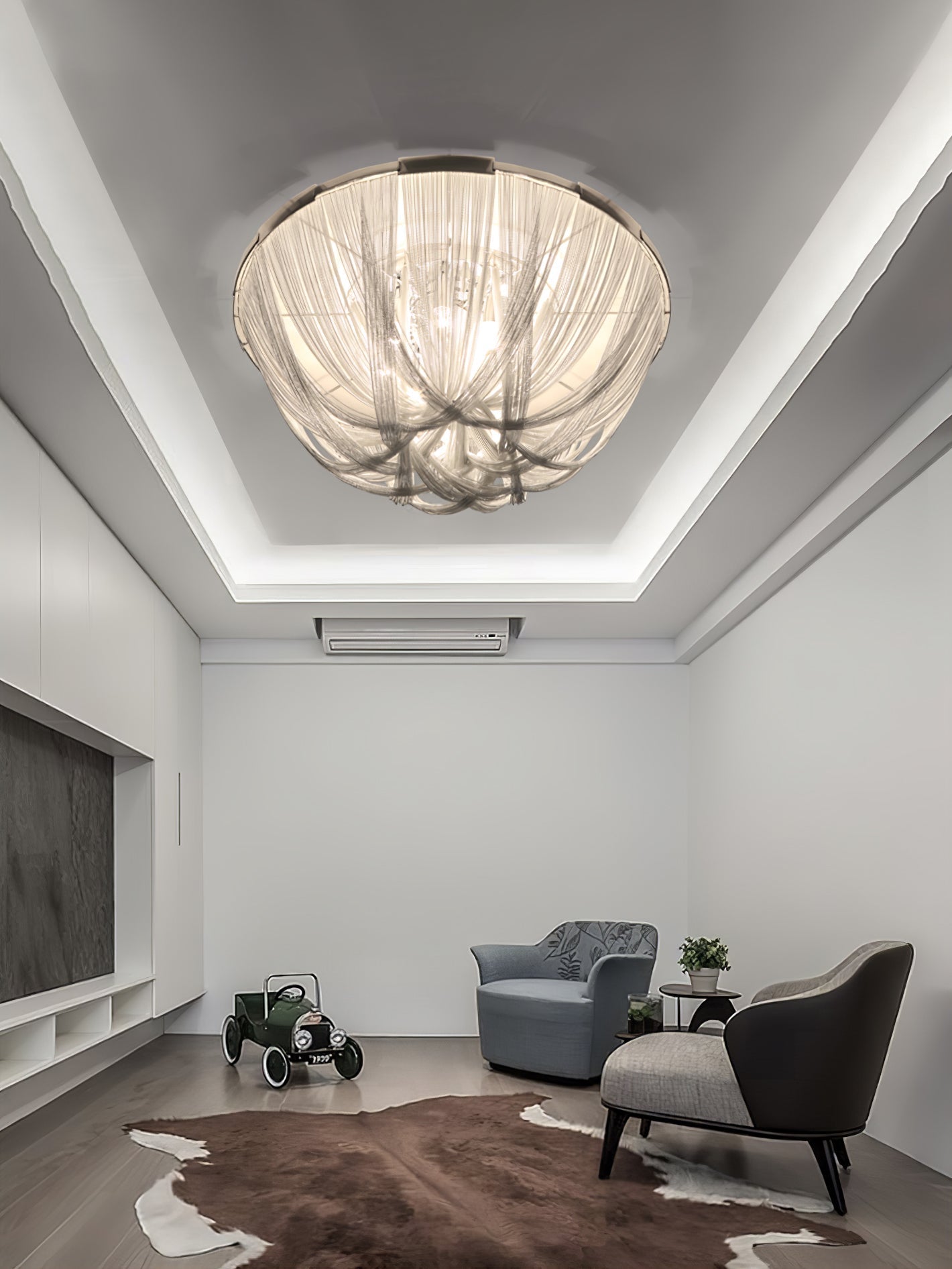 Talj Ceiling Light Tassel Aluminum Chain Nickel Frame