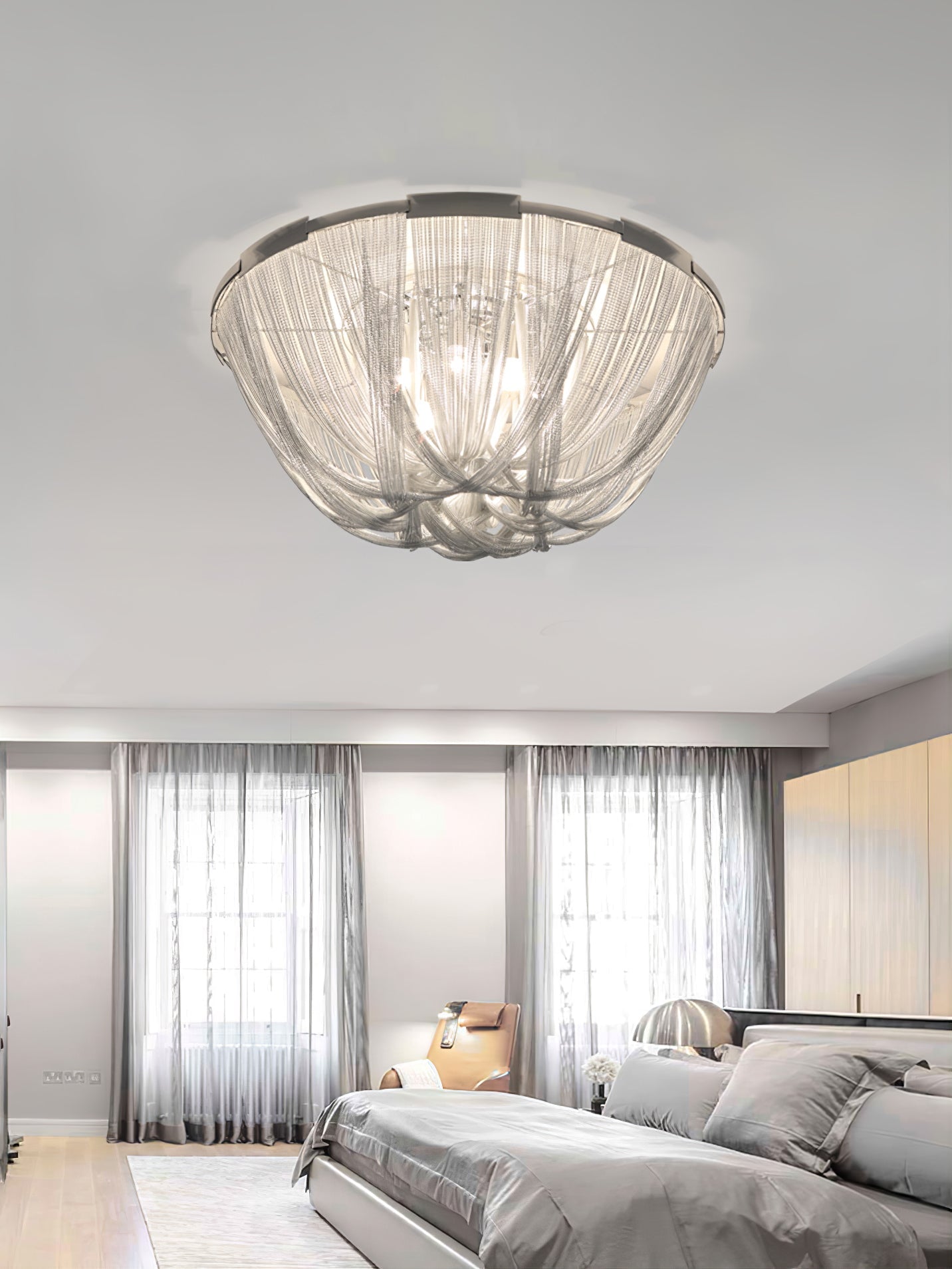 Talj Ceiling Light Tassel Aluminum Chain Nickel Frame