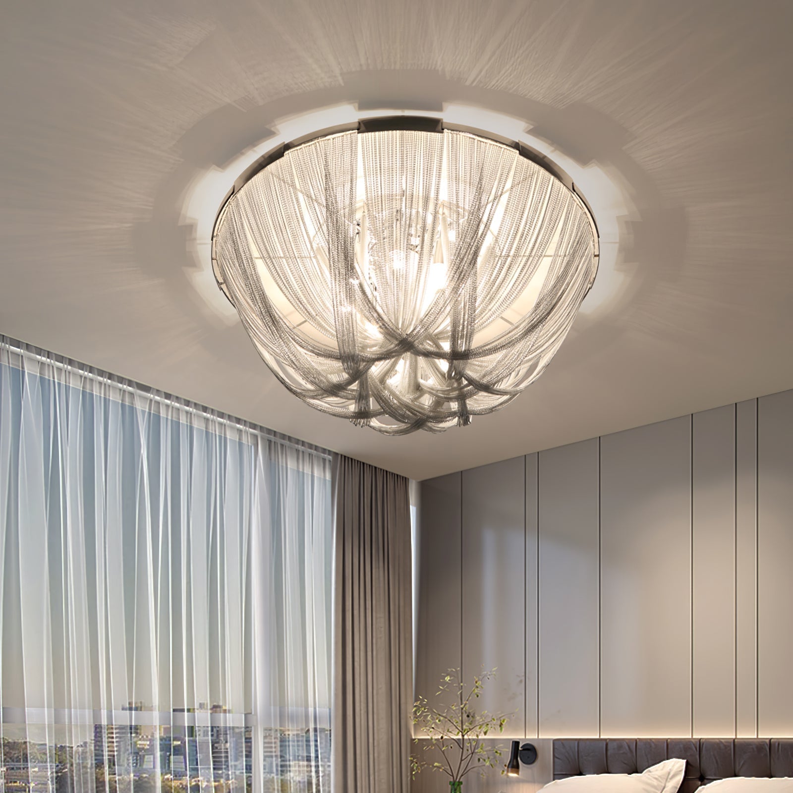 Talj Ceiling Light Tassel Aluminum Chain Nickel Frame