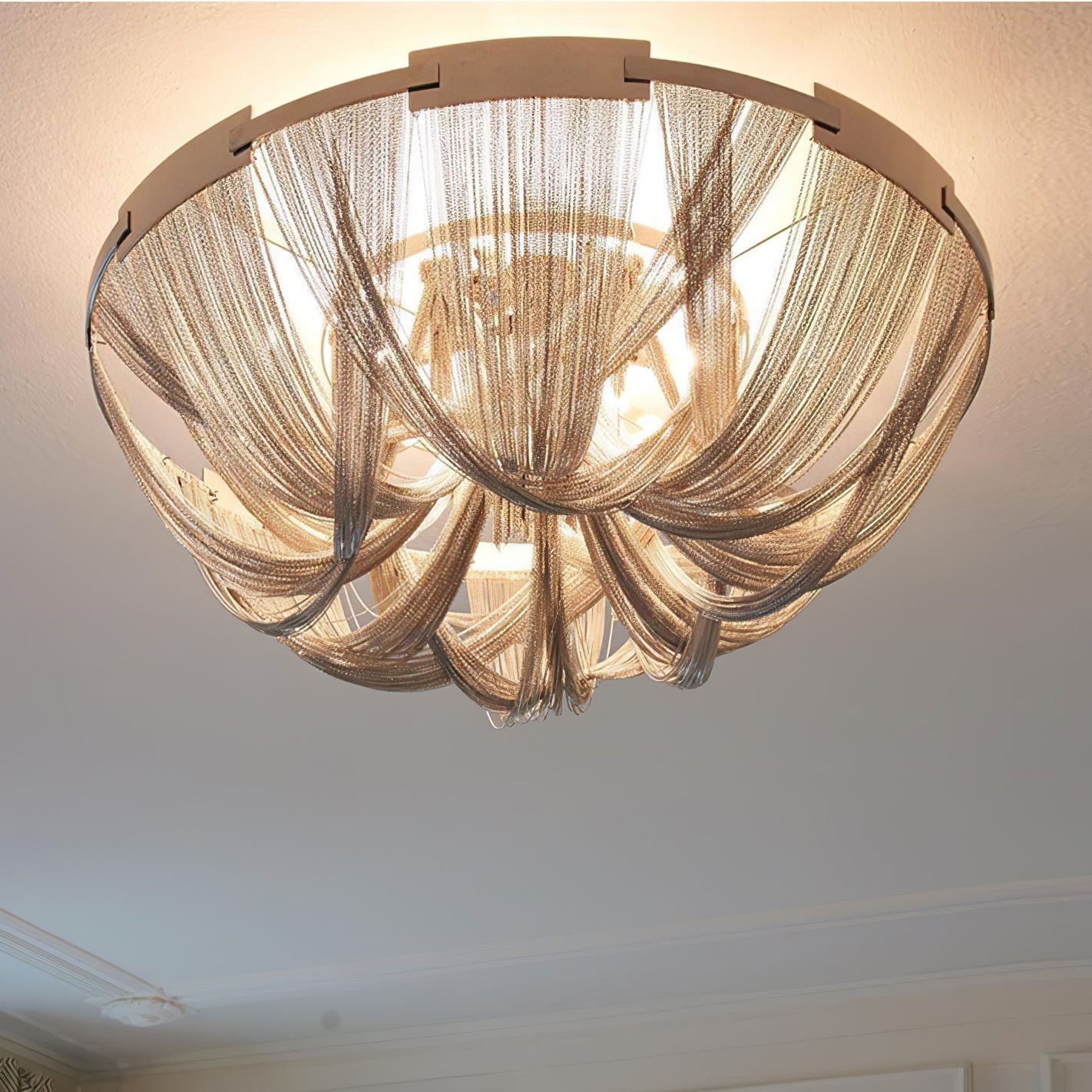 Talj Ceiling Light Tassel Aluminum Chain Nickel Frame