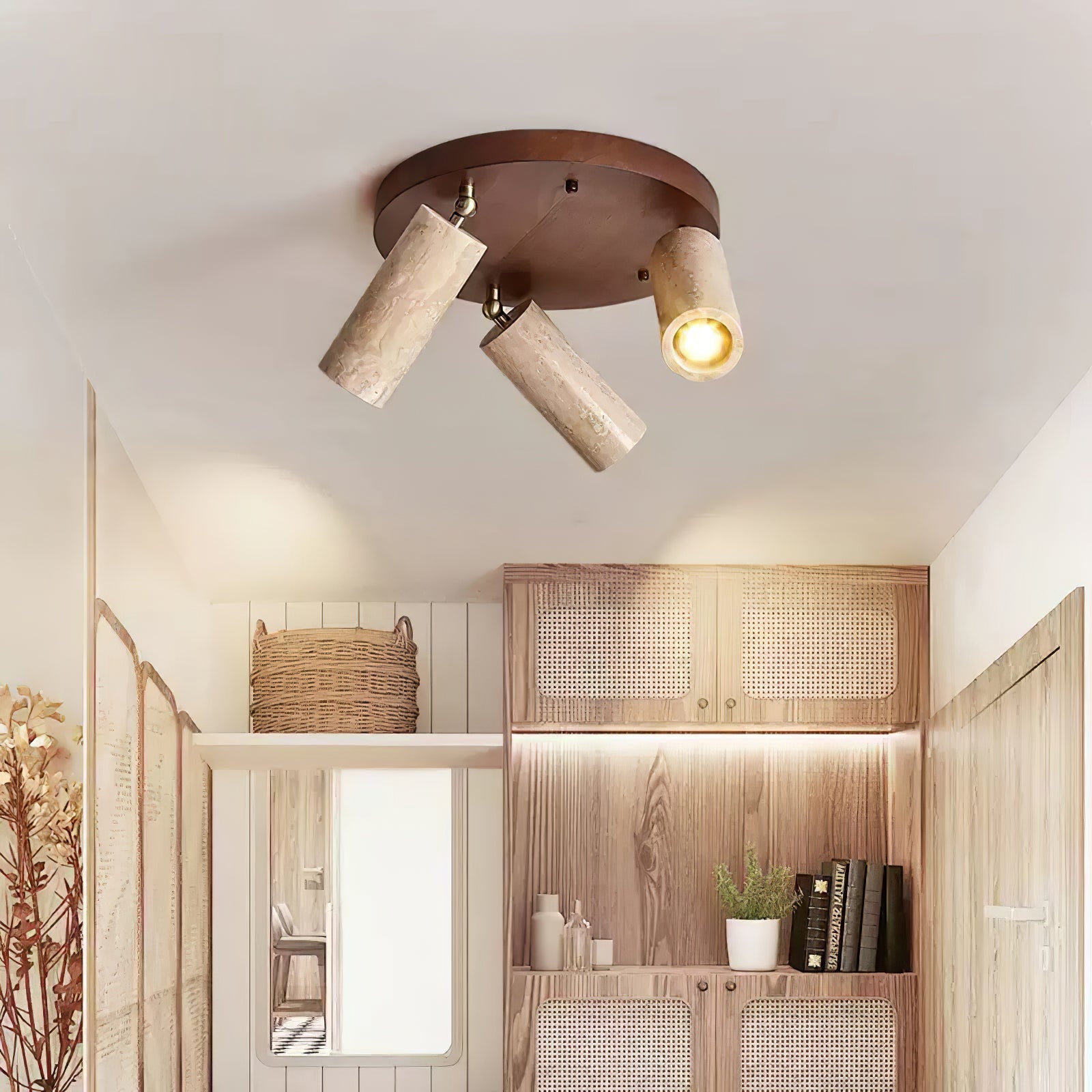 Zevenion Multi-Arm Travertine Ceiling Light