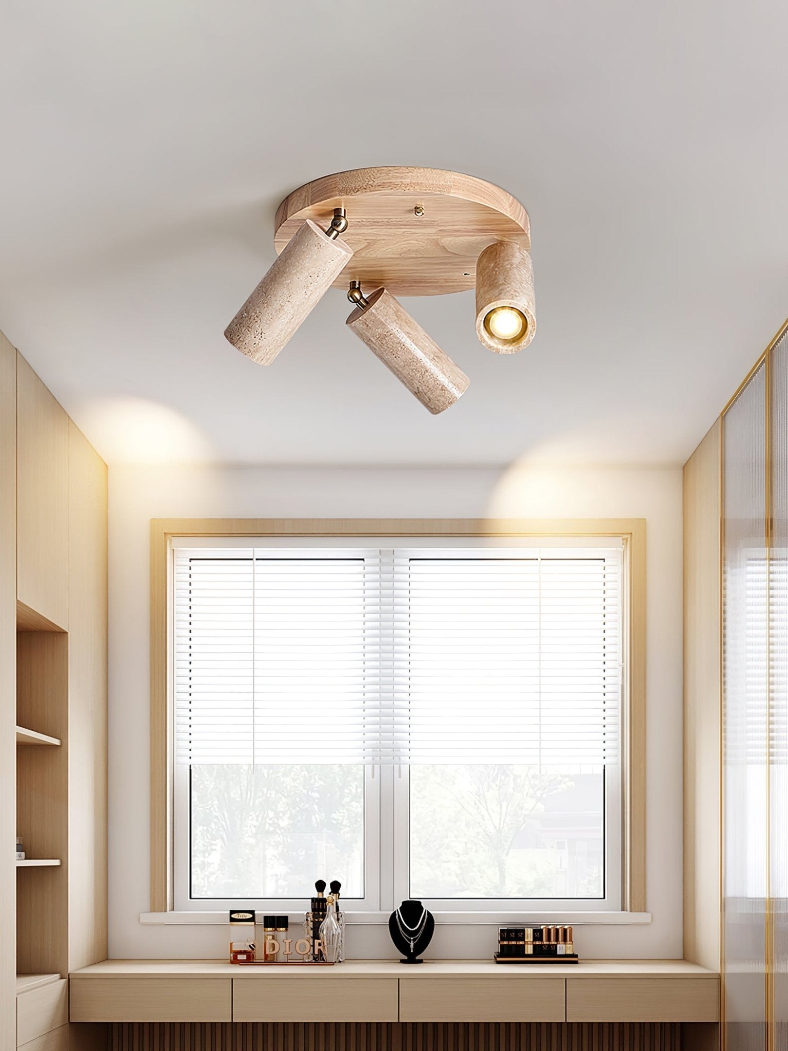 Zevenion Multi-Arm Travertine Ceiling Light